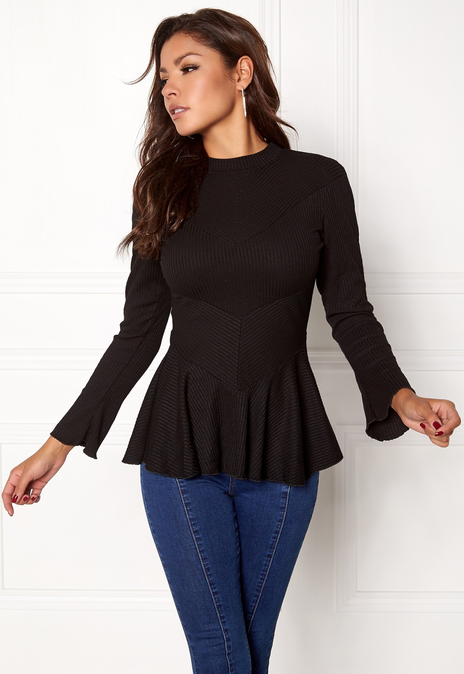 Chiara Forthi Gianina Ruched Button Top Black Bubbleroom