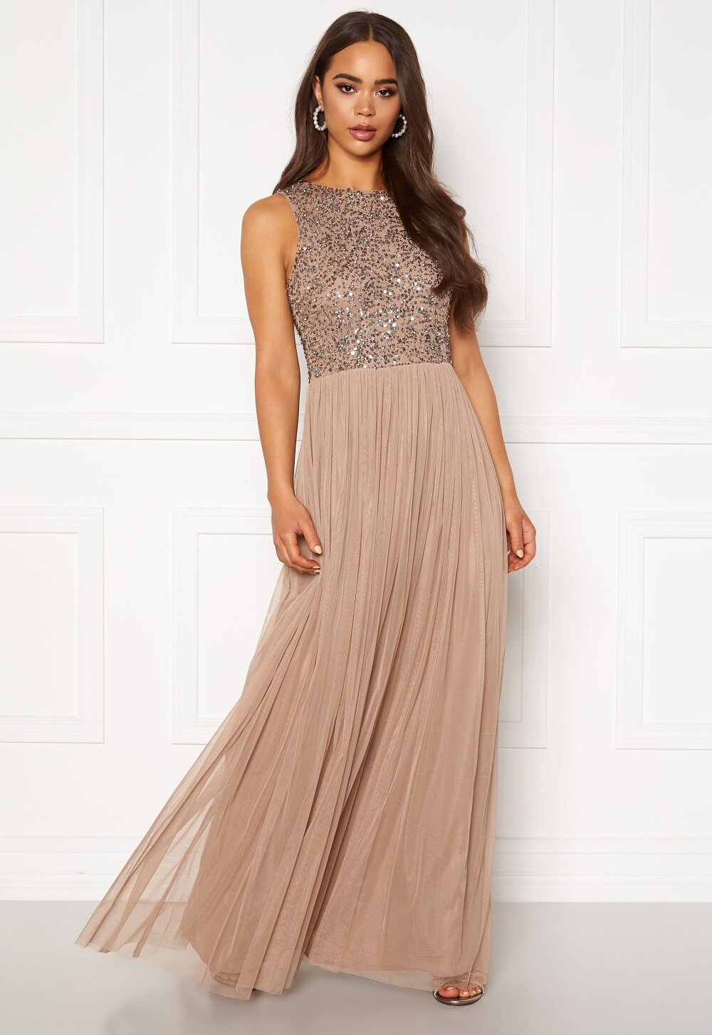 sleeveless sequin gown