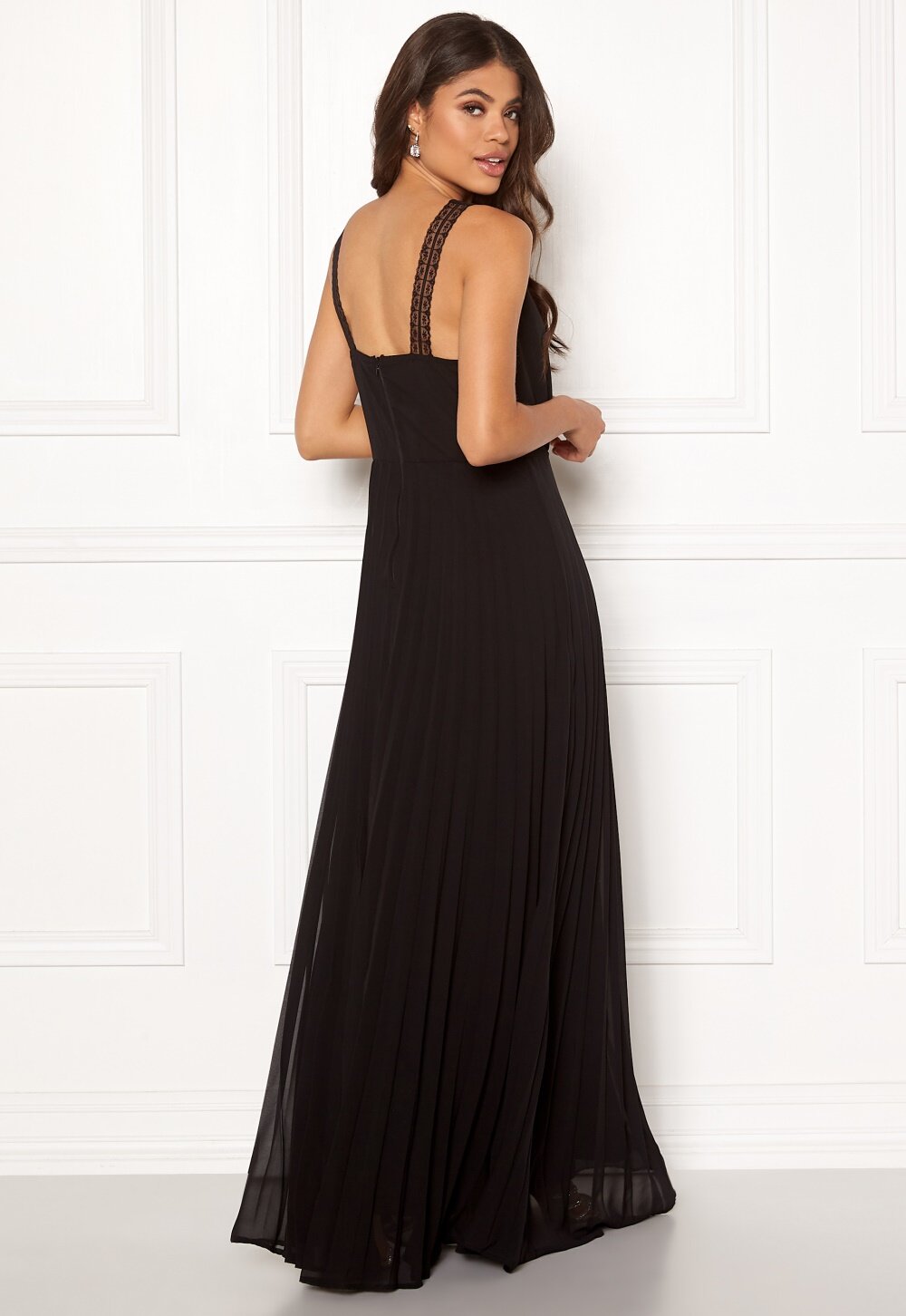 AX Paris Lace Pleated Maxi Dress  Black Bubbleroom