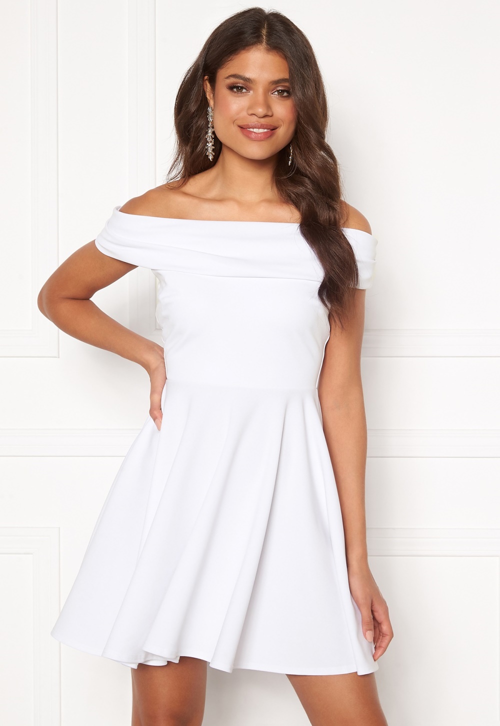 white bardot skater dress