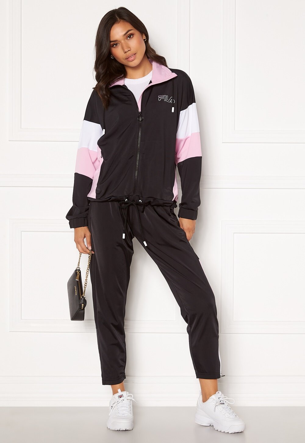 lilac track pants