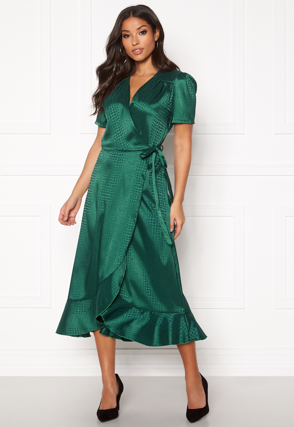 wrap dress emerald green