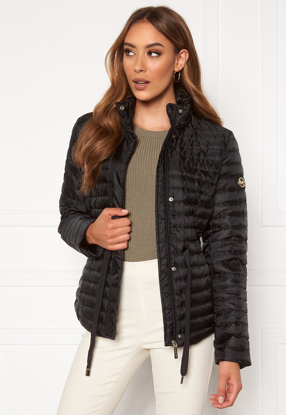 michael kors belted quilted jacket