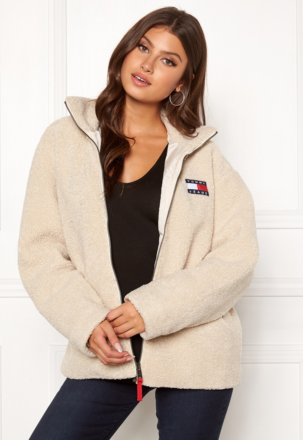 tommy jeans two tone sherpa padded jacket