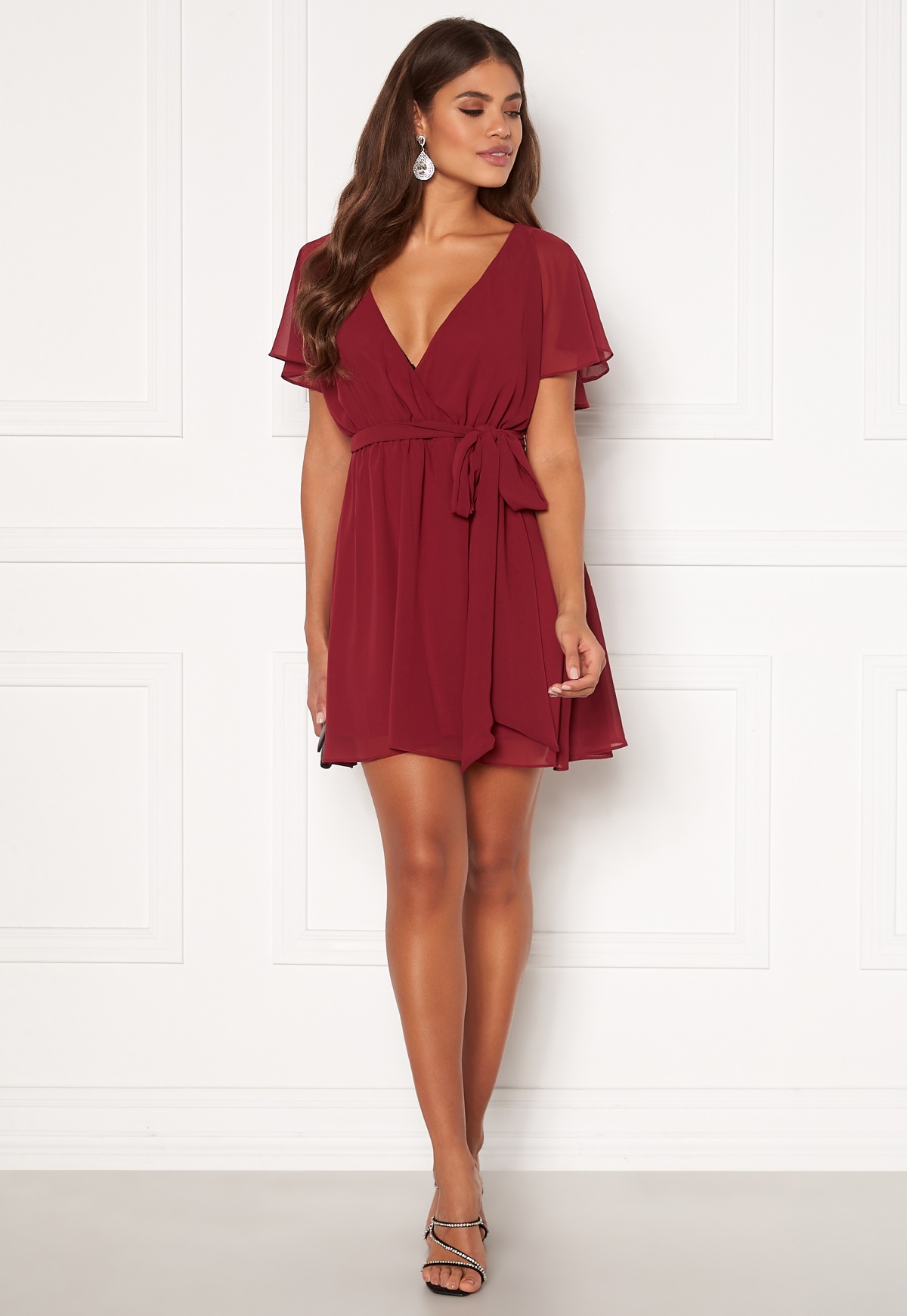 Goddiva Flutter Skater  Dress  Berry  Bubbleroom