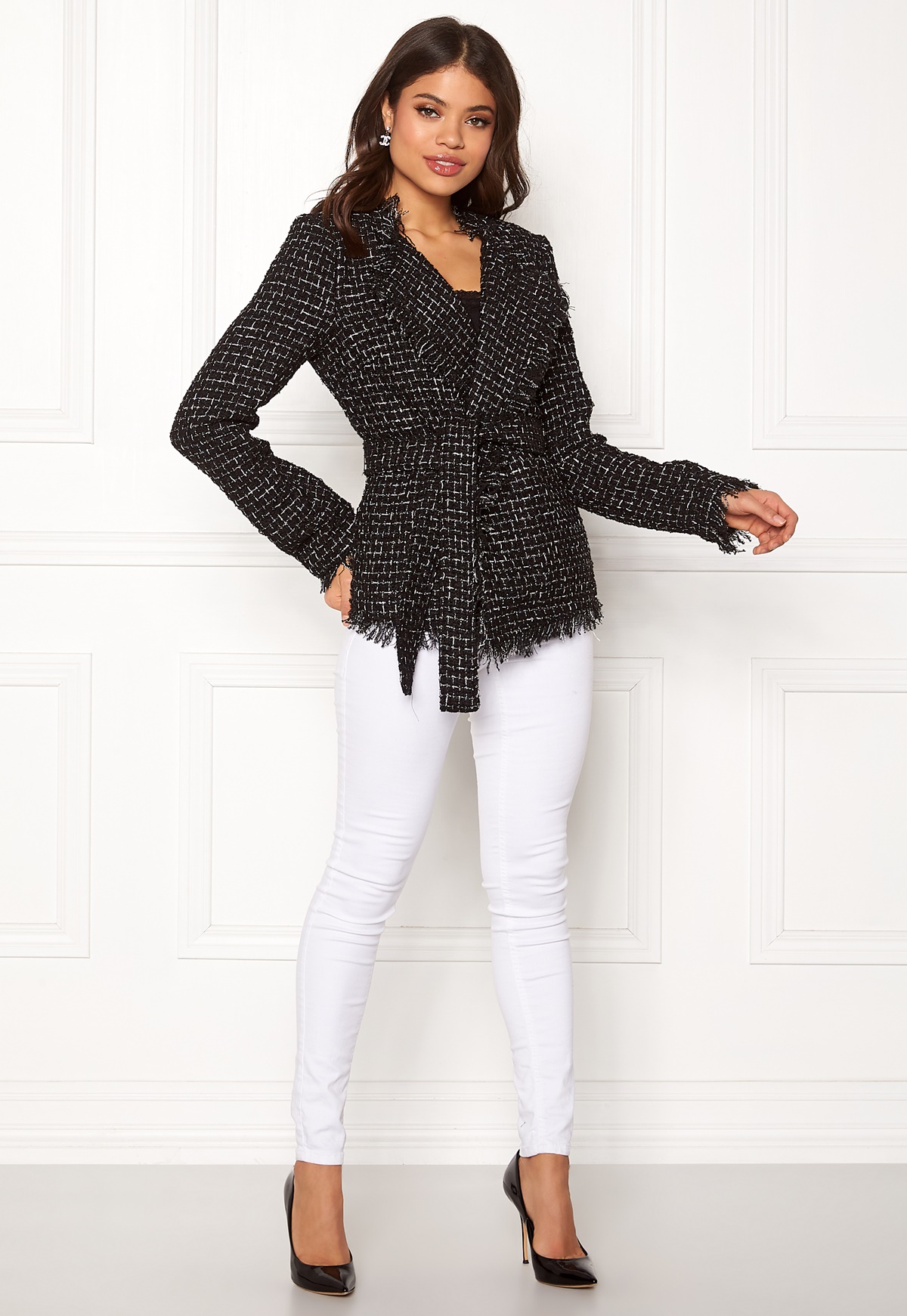 boucle blazer outfit