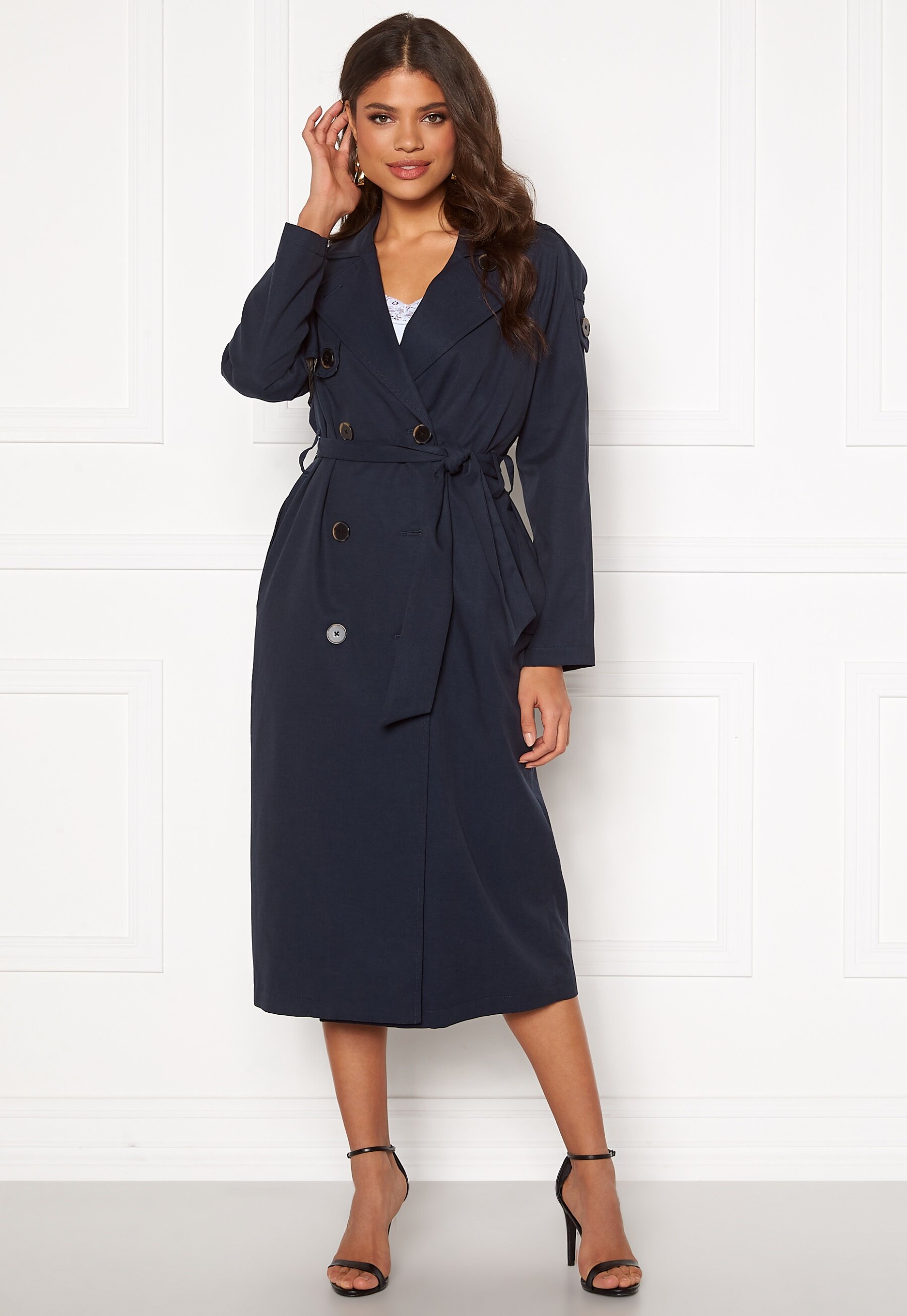 SELECTED FEMME Bren LS Trench Coat Night Sky - Bubbleroom