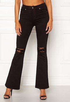 black ripped bootcut jeans