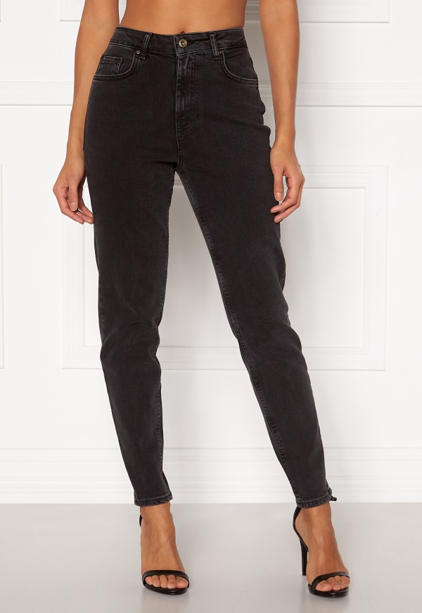pieces leah mom hw ankle jeans light blue denim