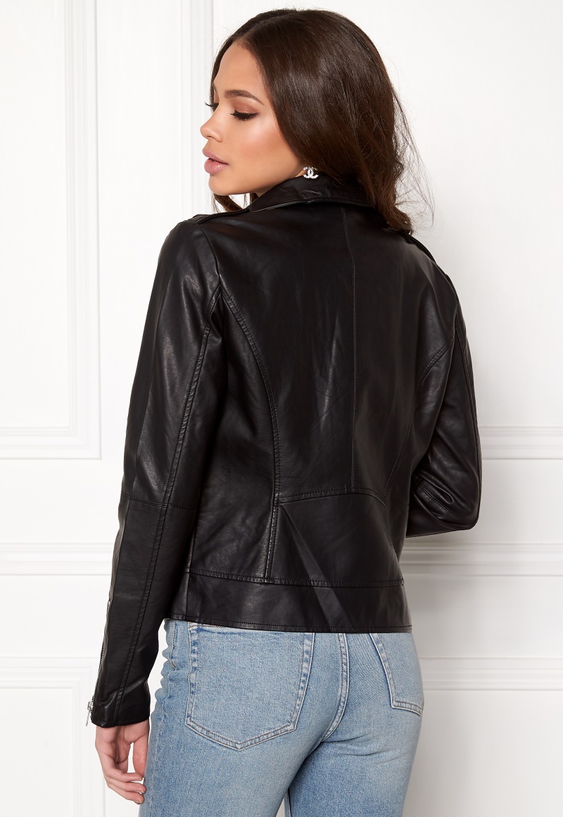 VILA Cara Faux Leather Jacket Black - Bubbleroom