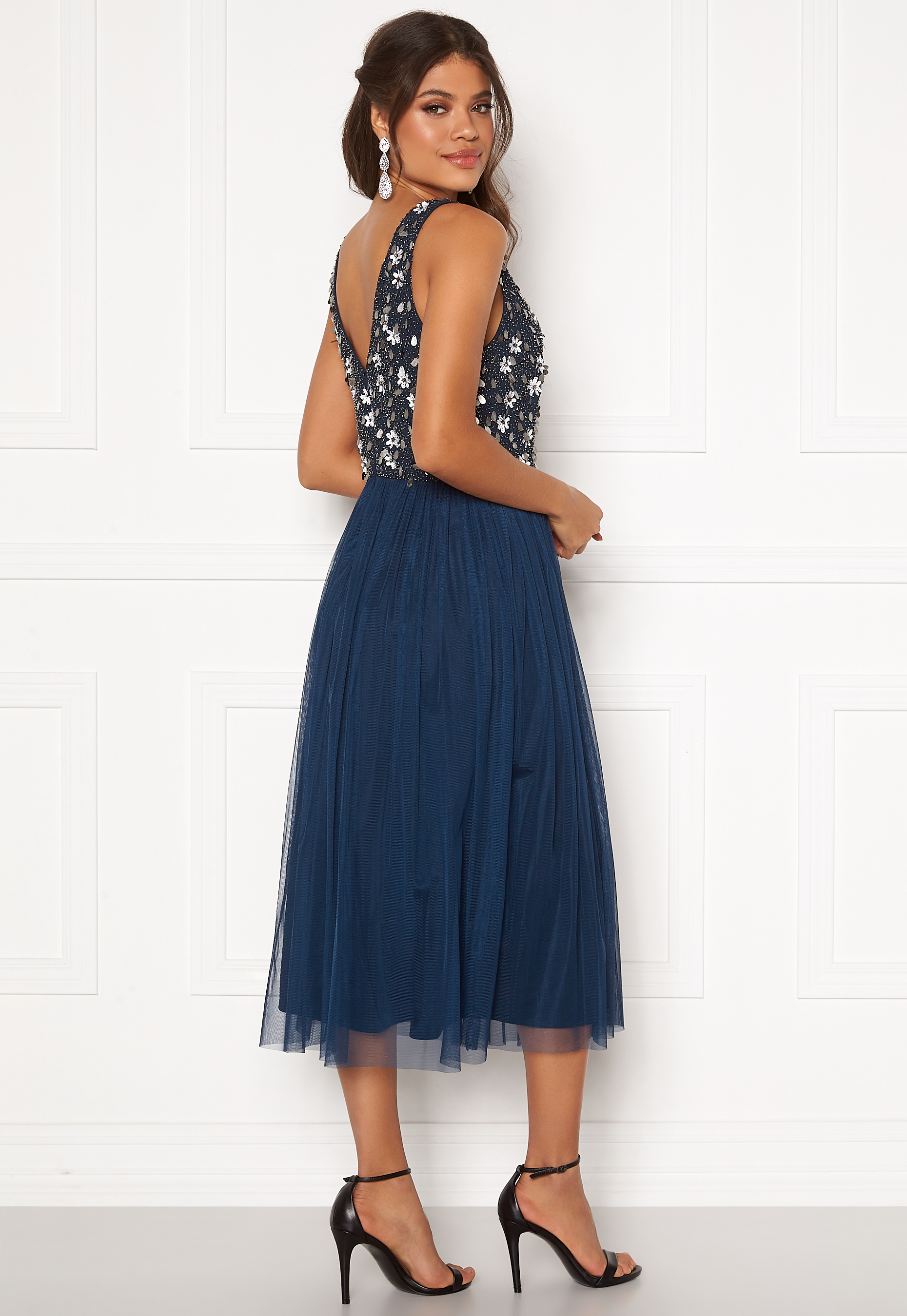 sequin floral gown