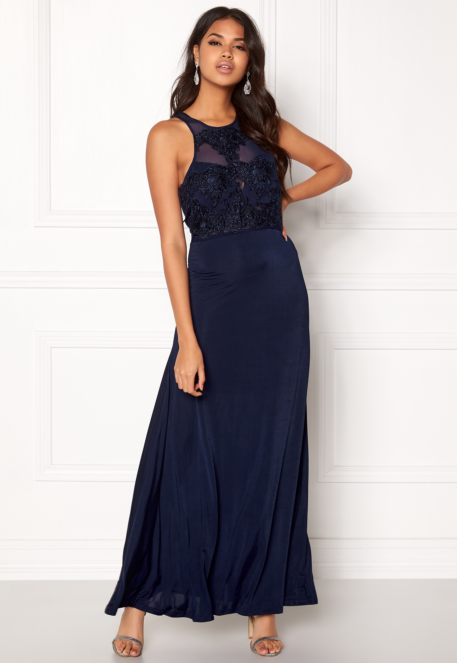 AX Paris Lace Top Maxi Dress Navy  Bubbleroom