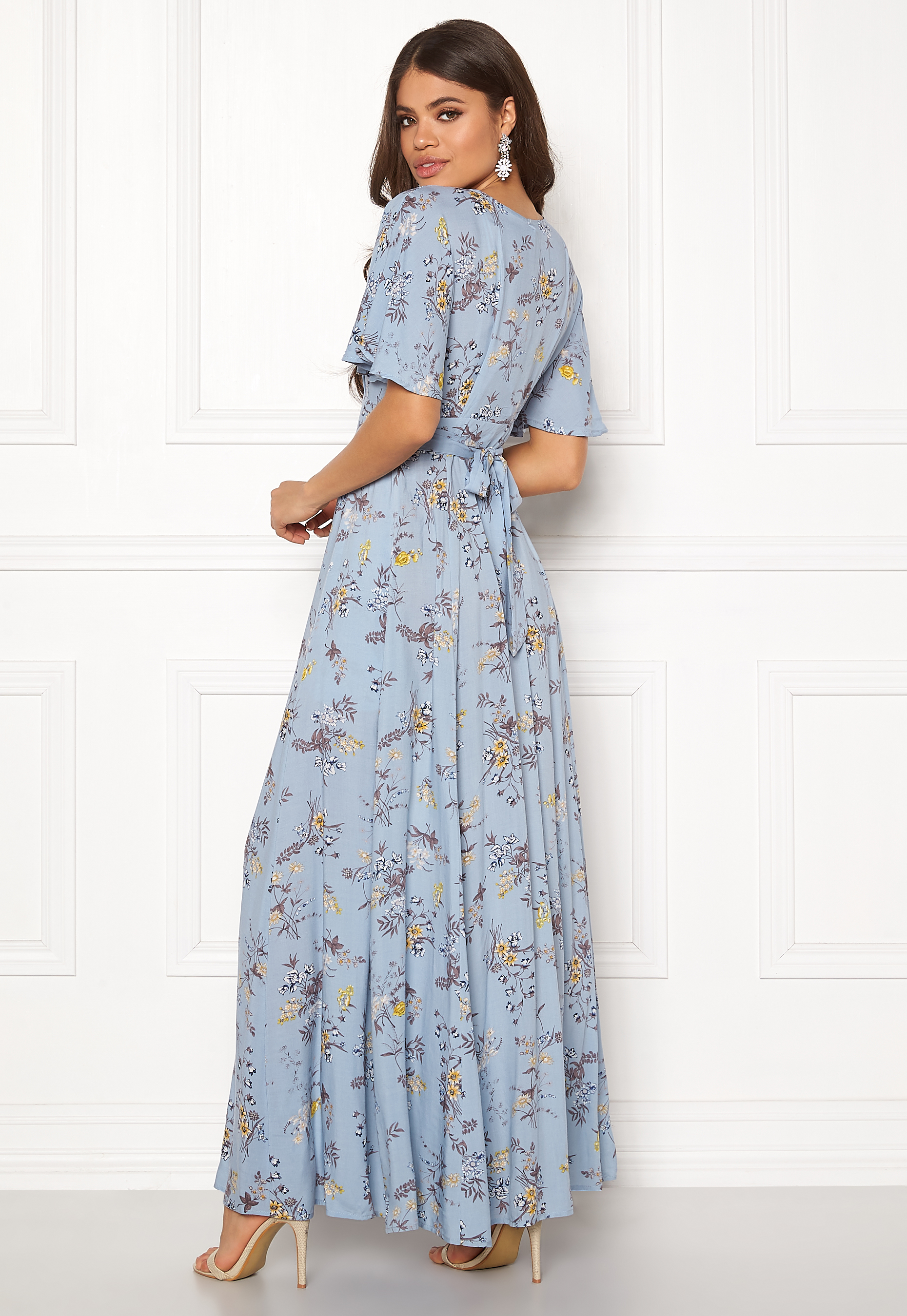 blue vanilla floral maxi dress