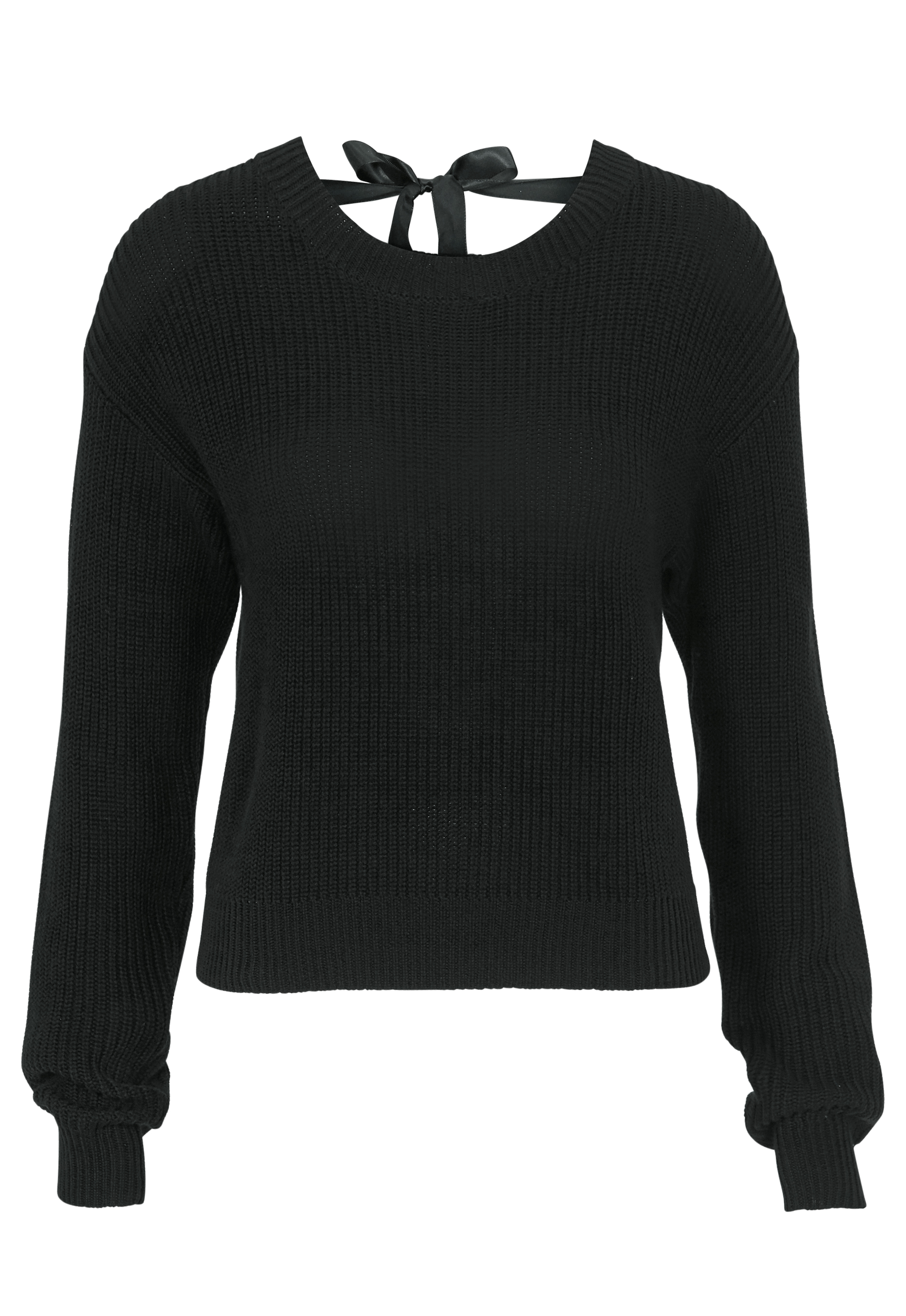 BUBBLEROOM Callie lace neck knitted sweater Black - Bubbleroom