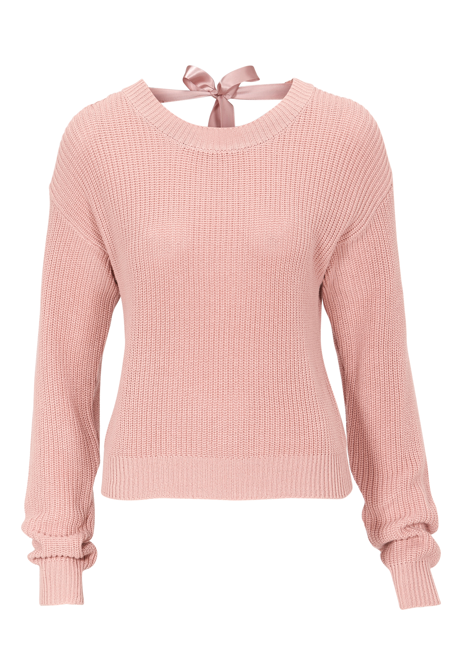 BUBBLEROOM Callie lace neck knitted sweater Dusty pink - Bubbleroom