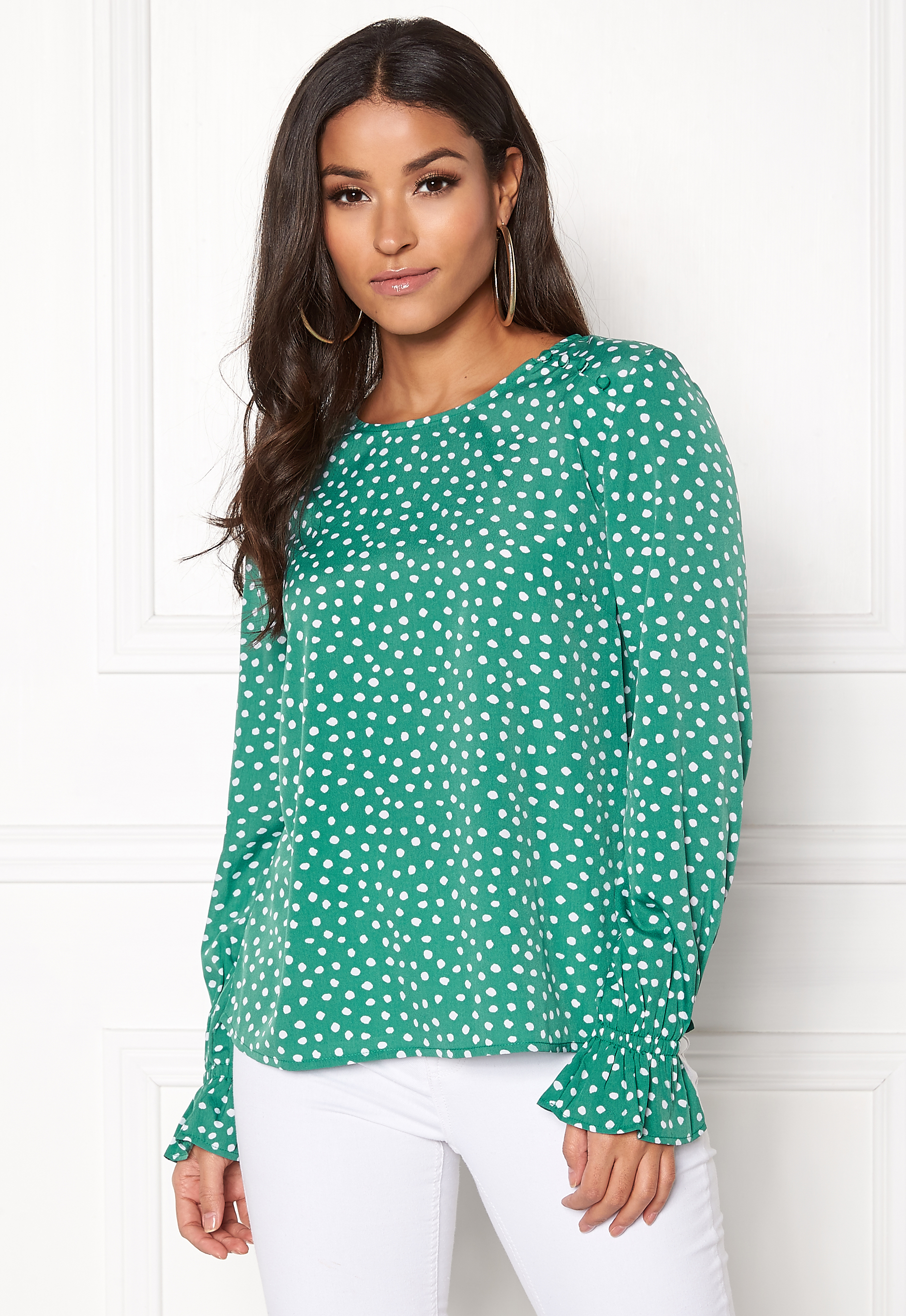 BUBBLEROOM Elma blouse Green / White 