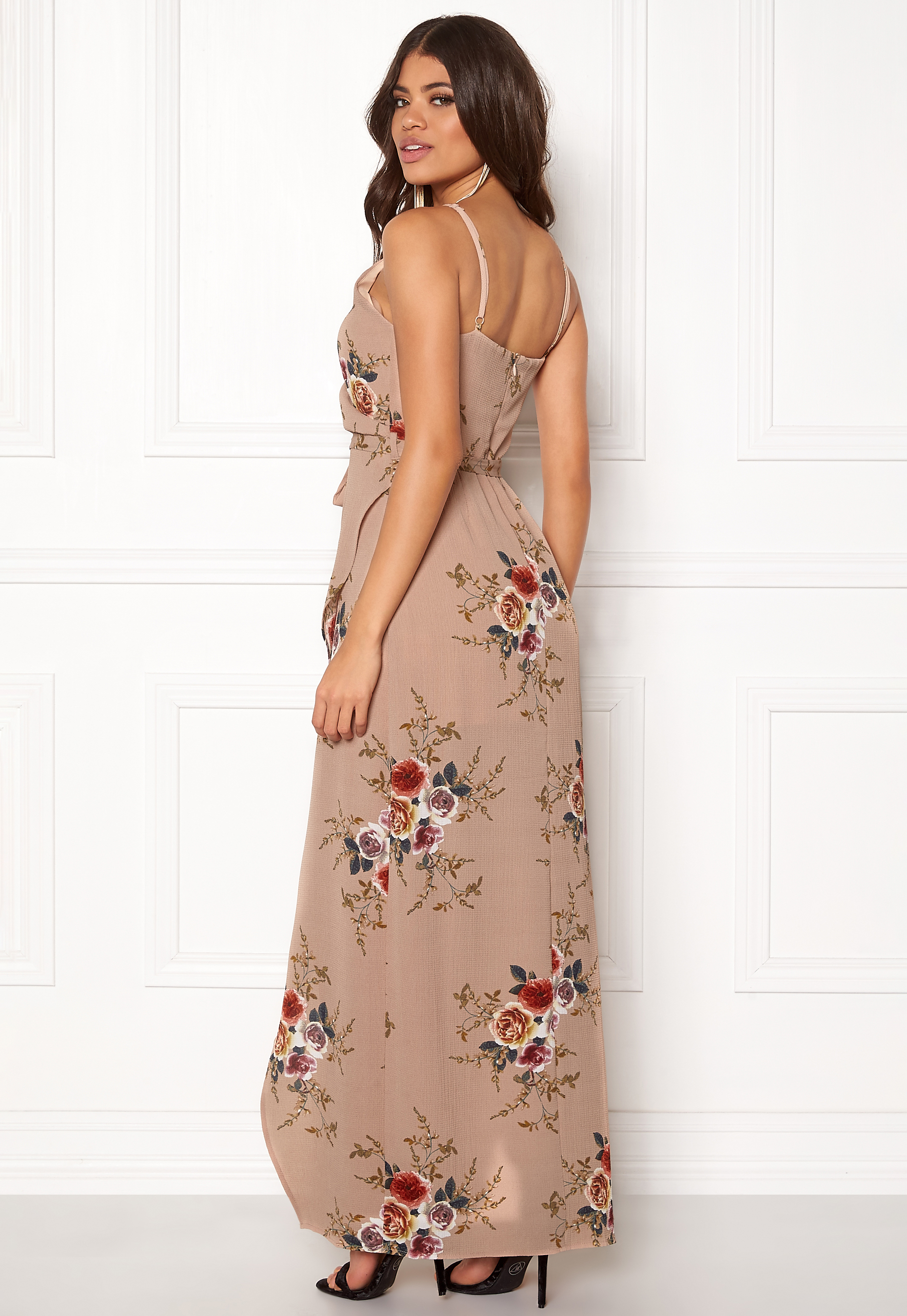 mia floral wrap maxi beige