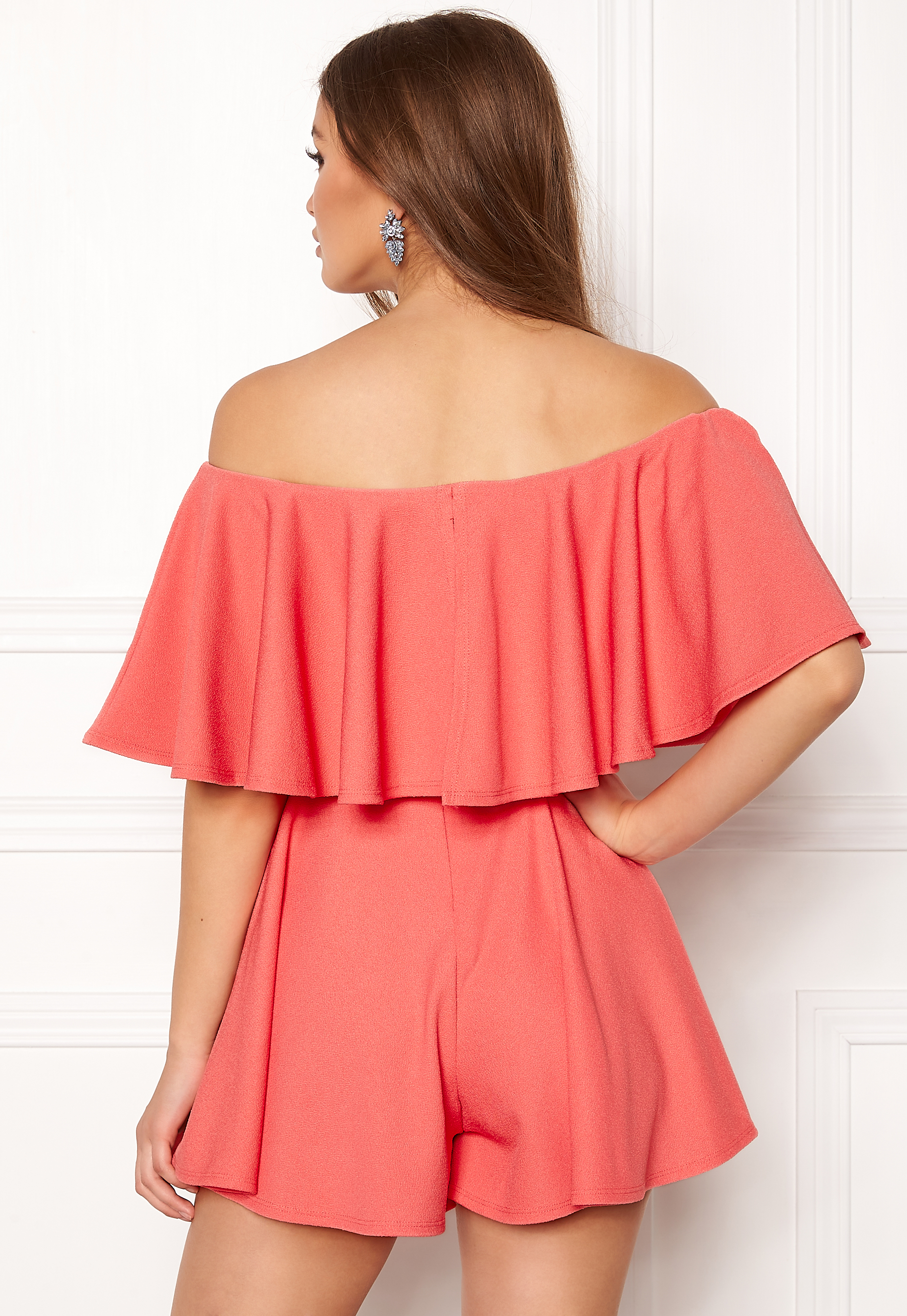 bardot frill playsuit