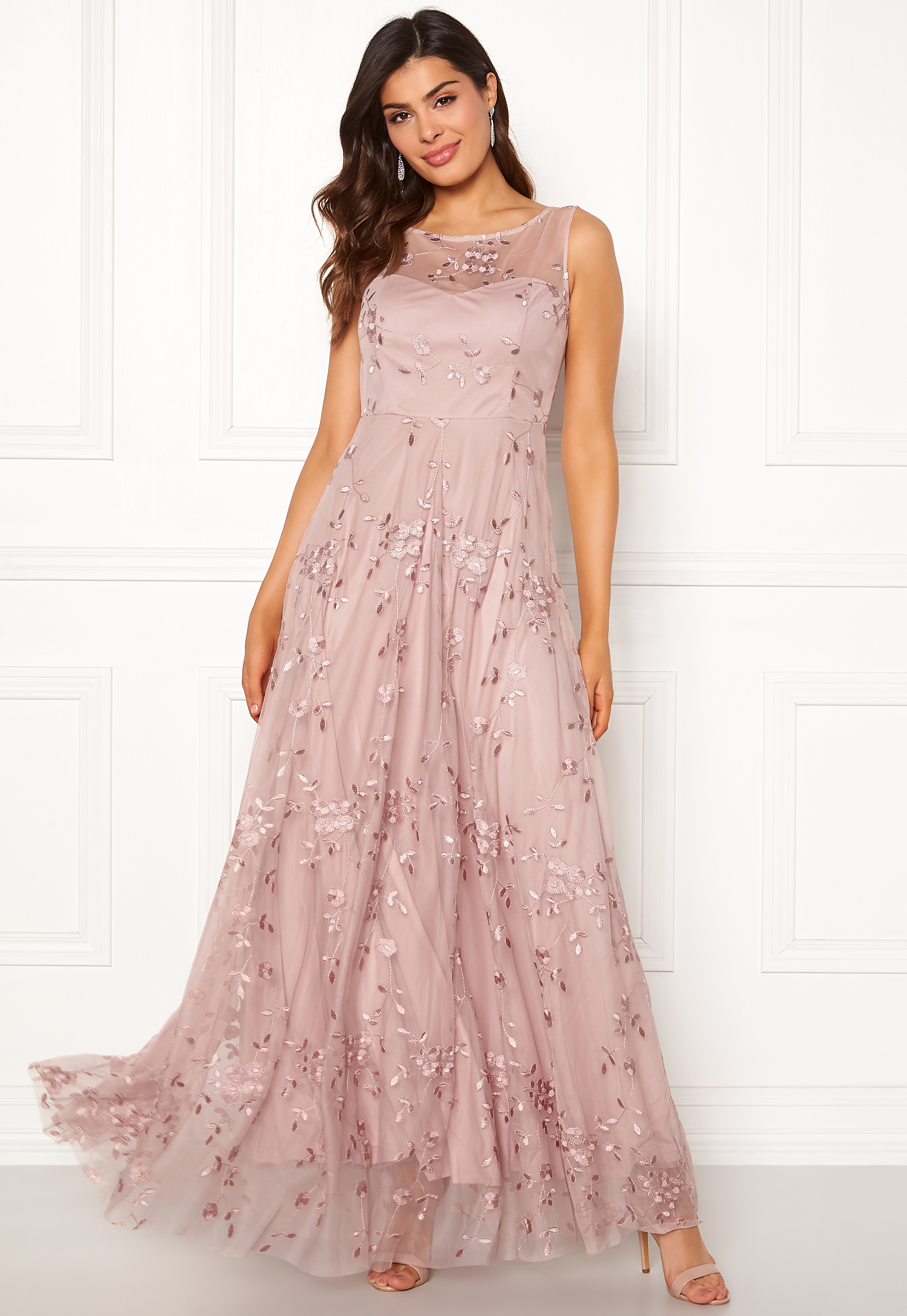 rose embroidered maxi bridal dress