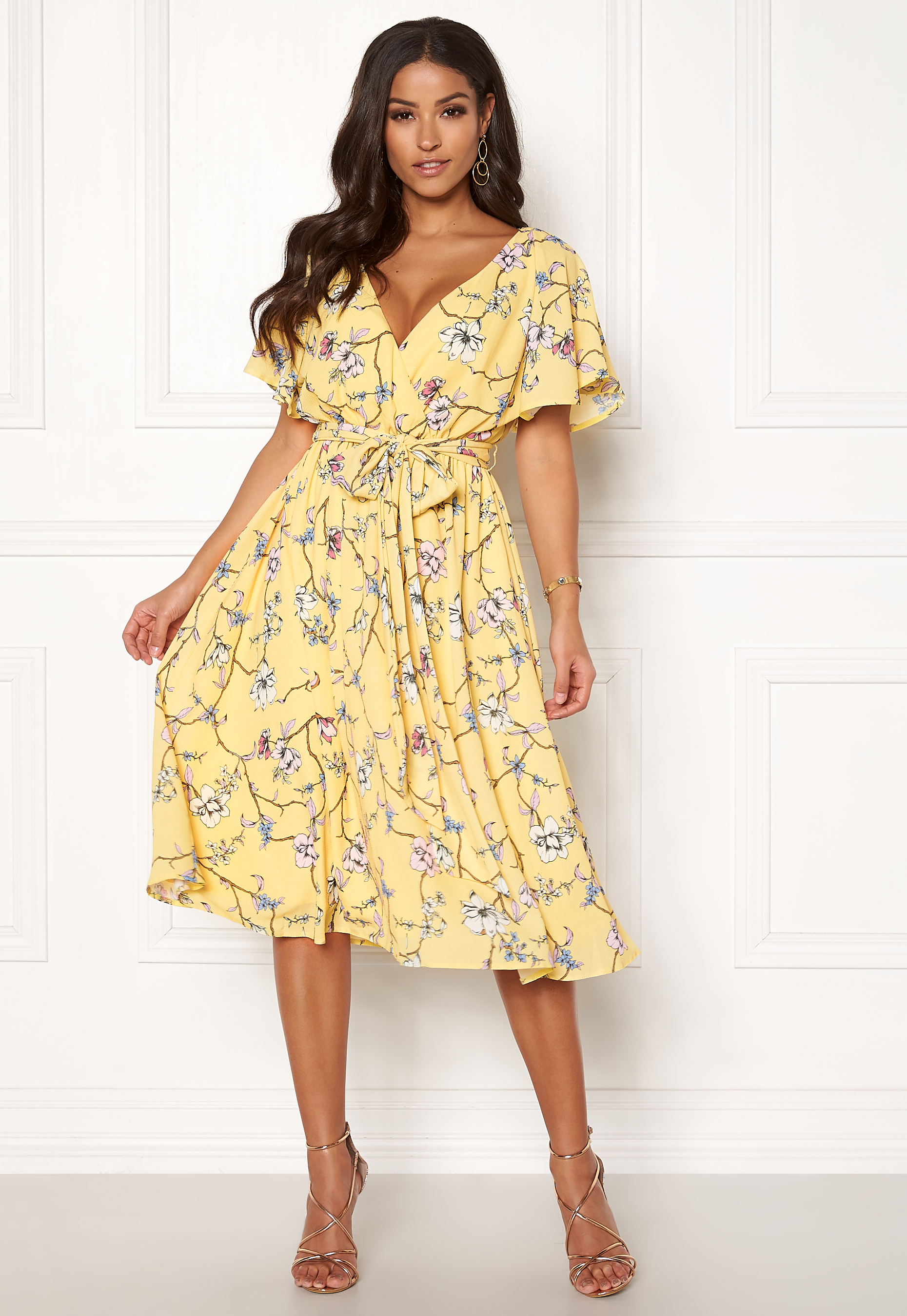 floral flutter midi dress
