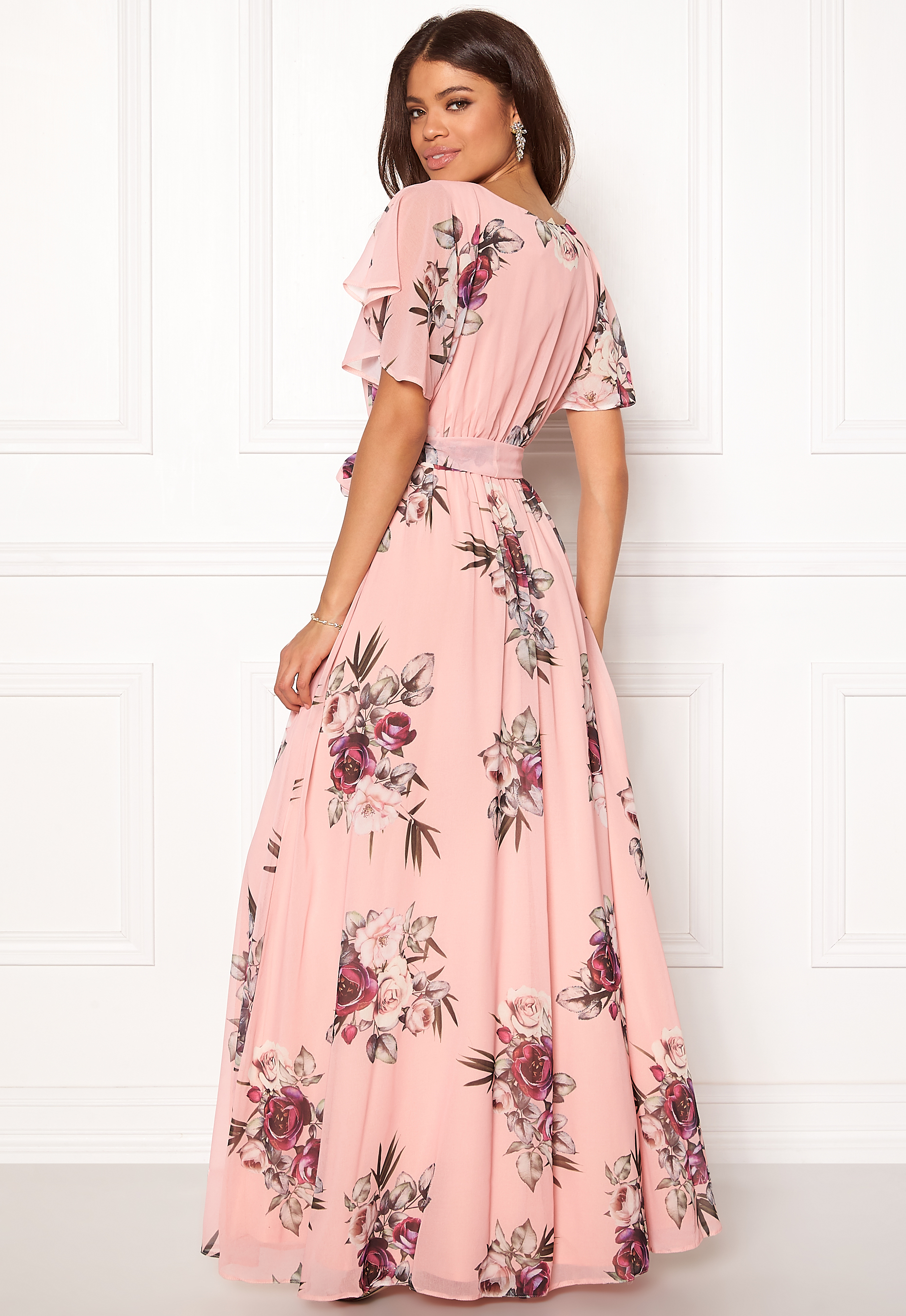 peach floral maxi dress