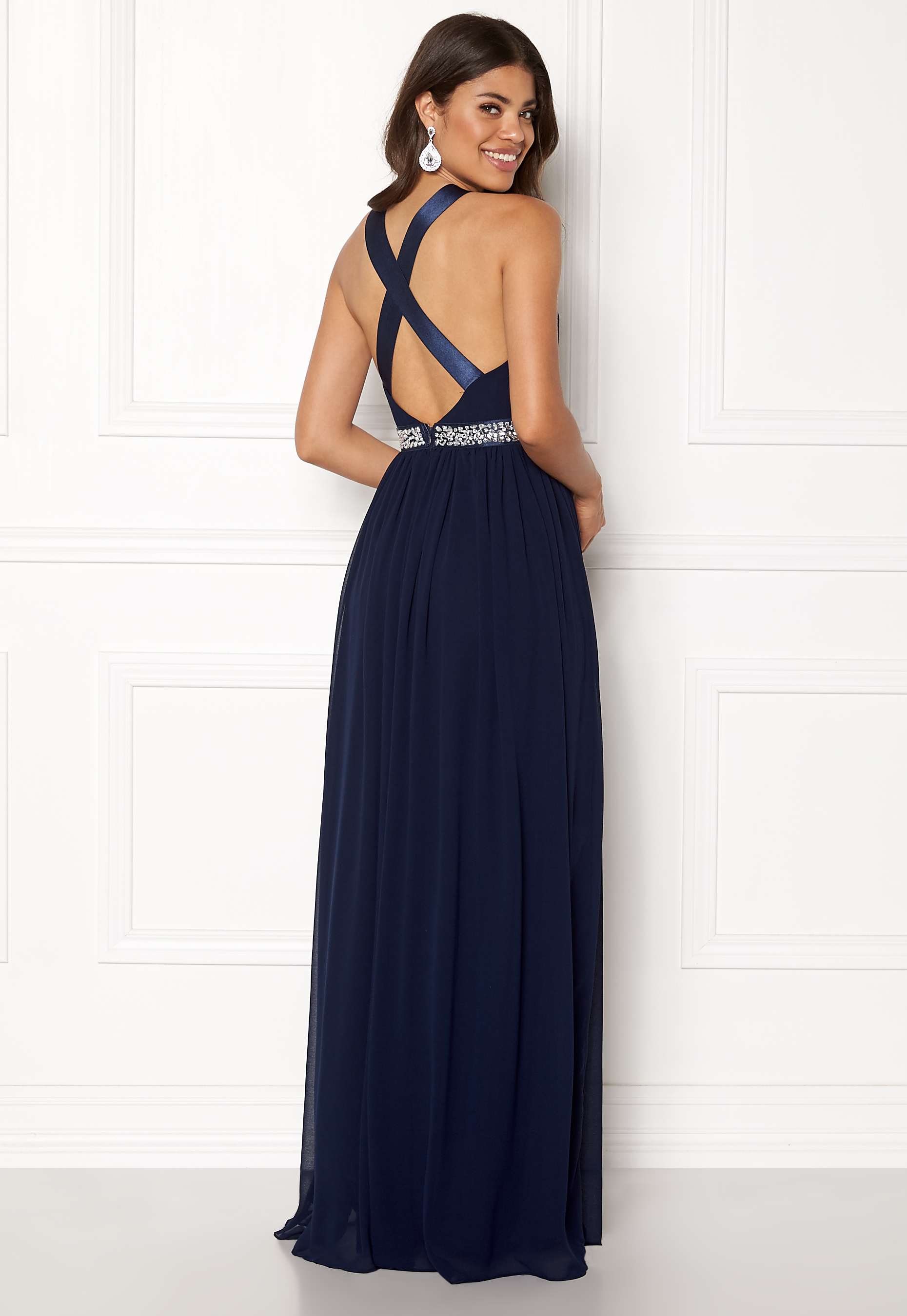 halter neck chiffon maxi dress