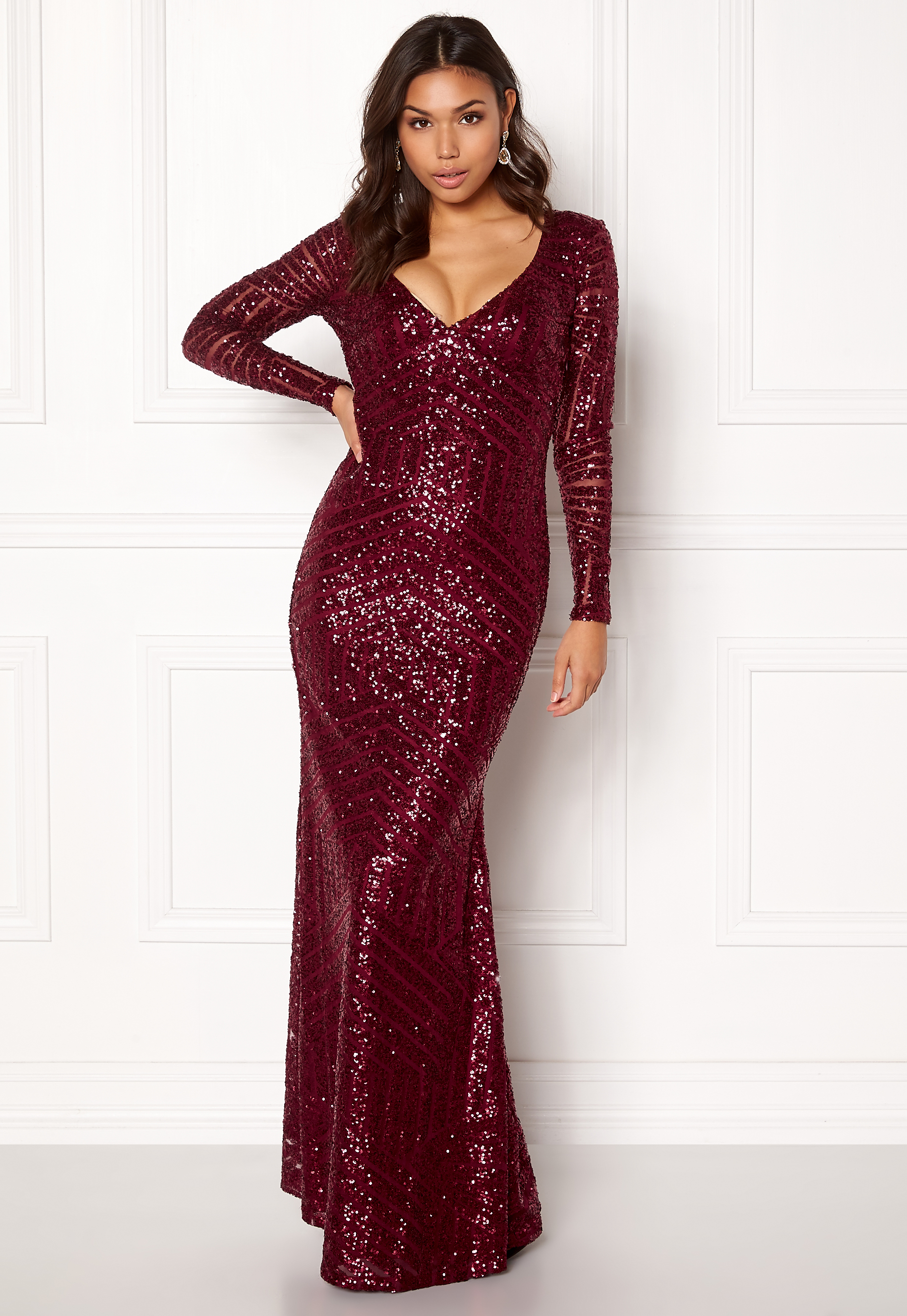 wine color sequin dress