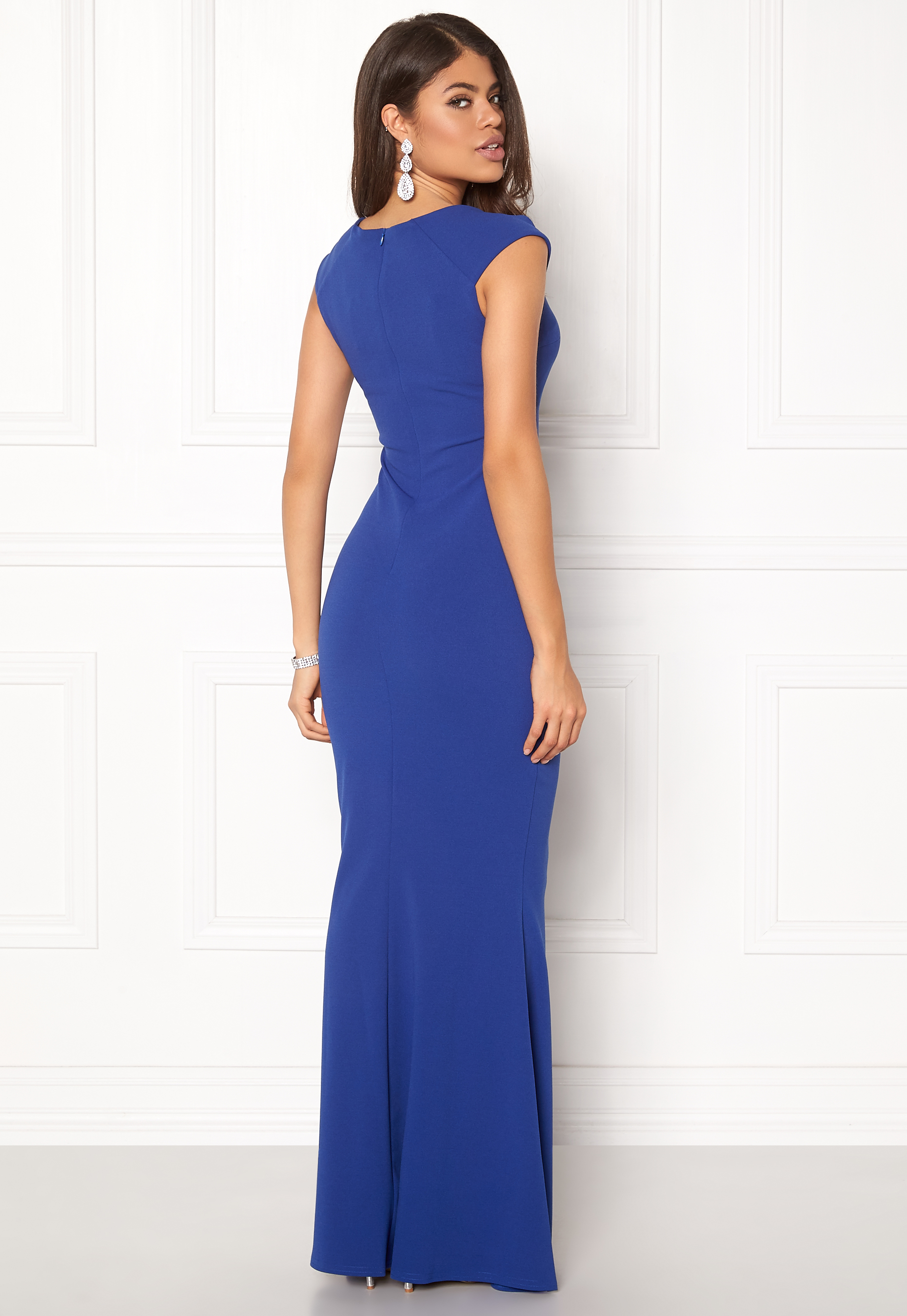 Goddiva Pleated Maxi Dress Royal Blue