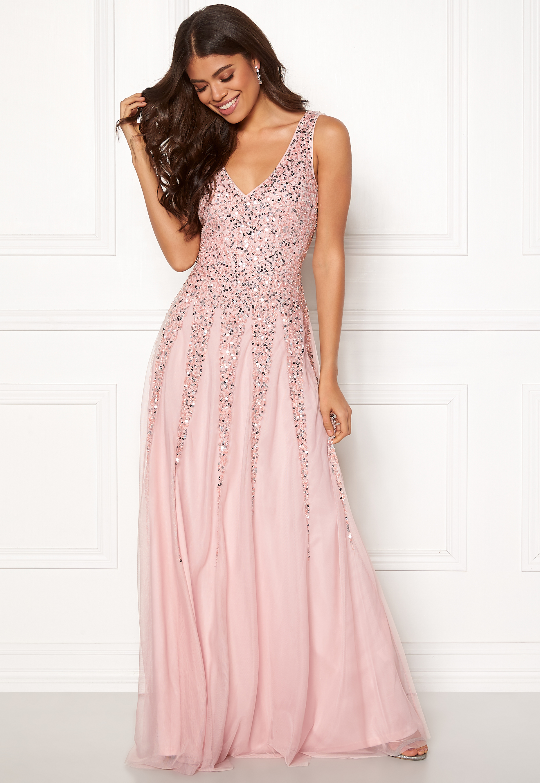 blush sequin gown