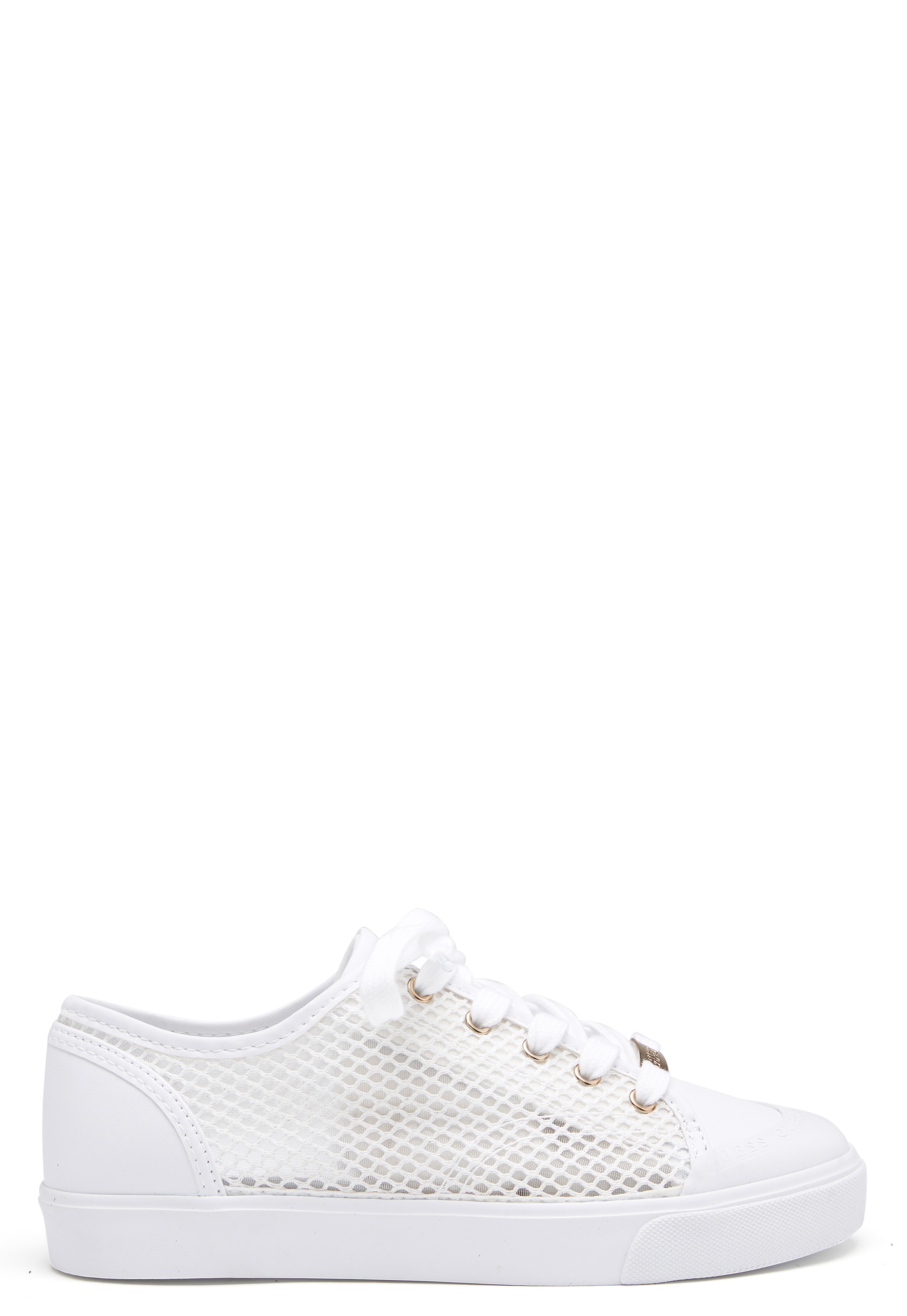 guess white and gold trainers
