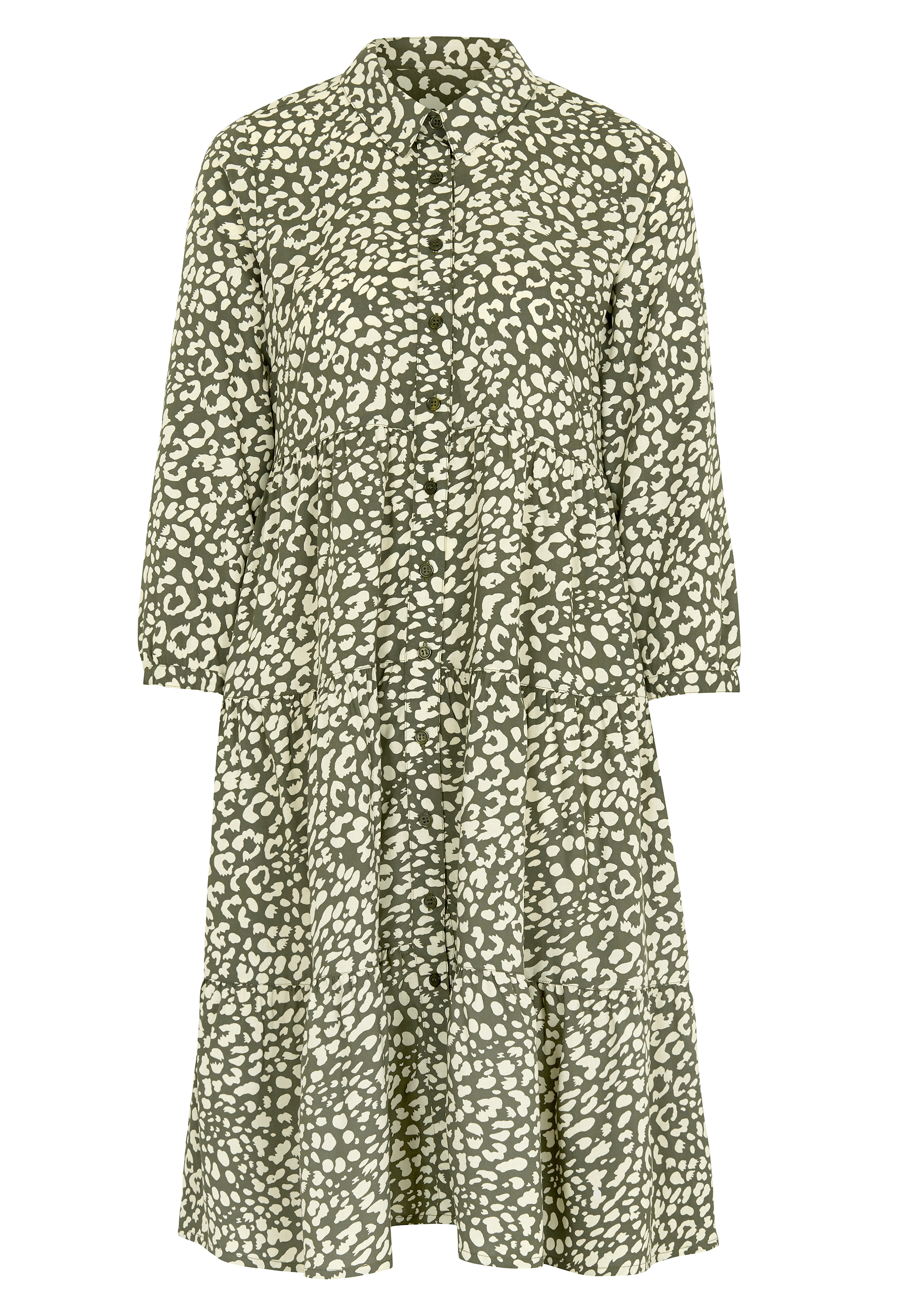 green patterned midi dress