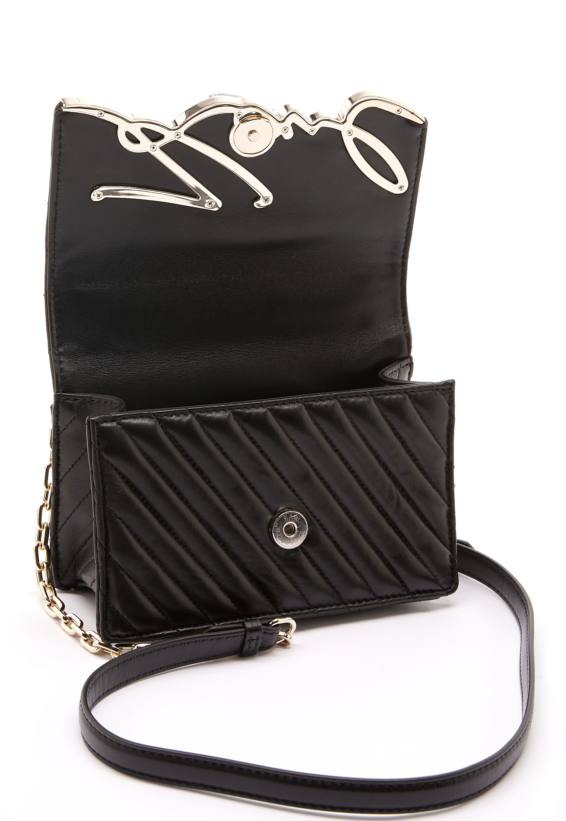 Karl Lagerfeld Signature Stitch S Bag 997 Black/Gold - Bubbleroom