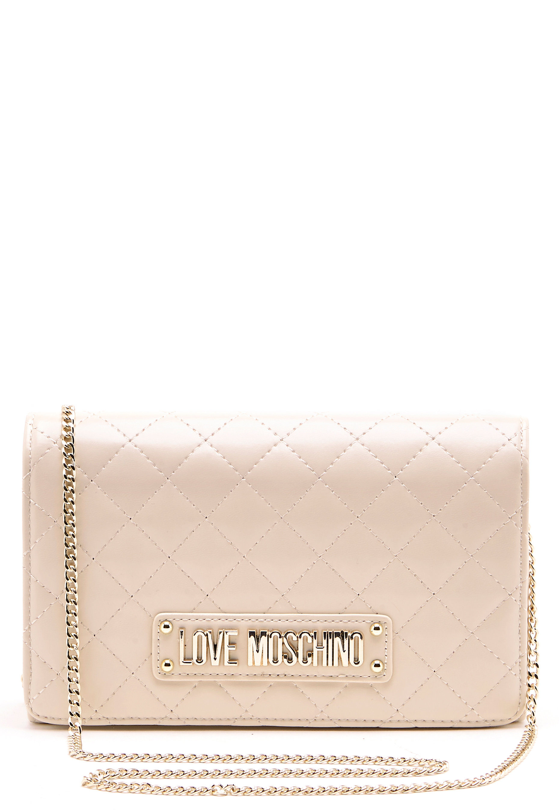 love moschino quilted logo chain bag