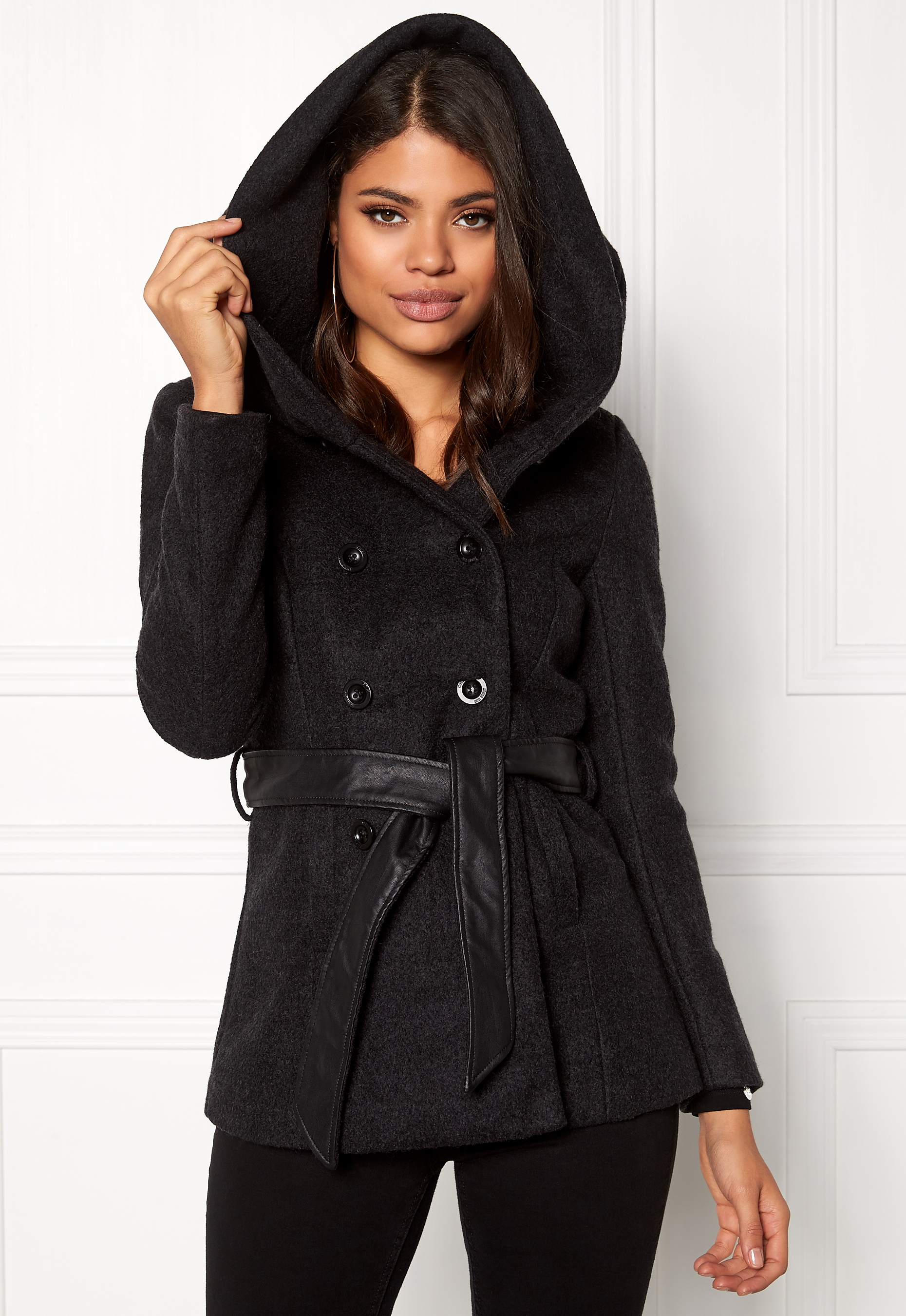 short belted wool jacket