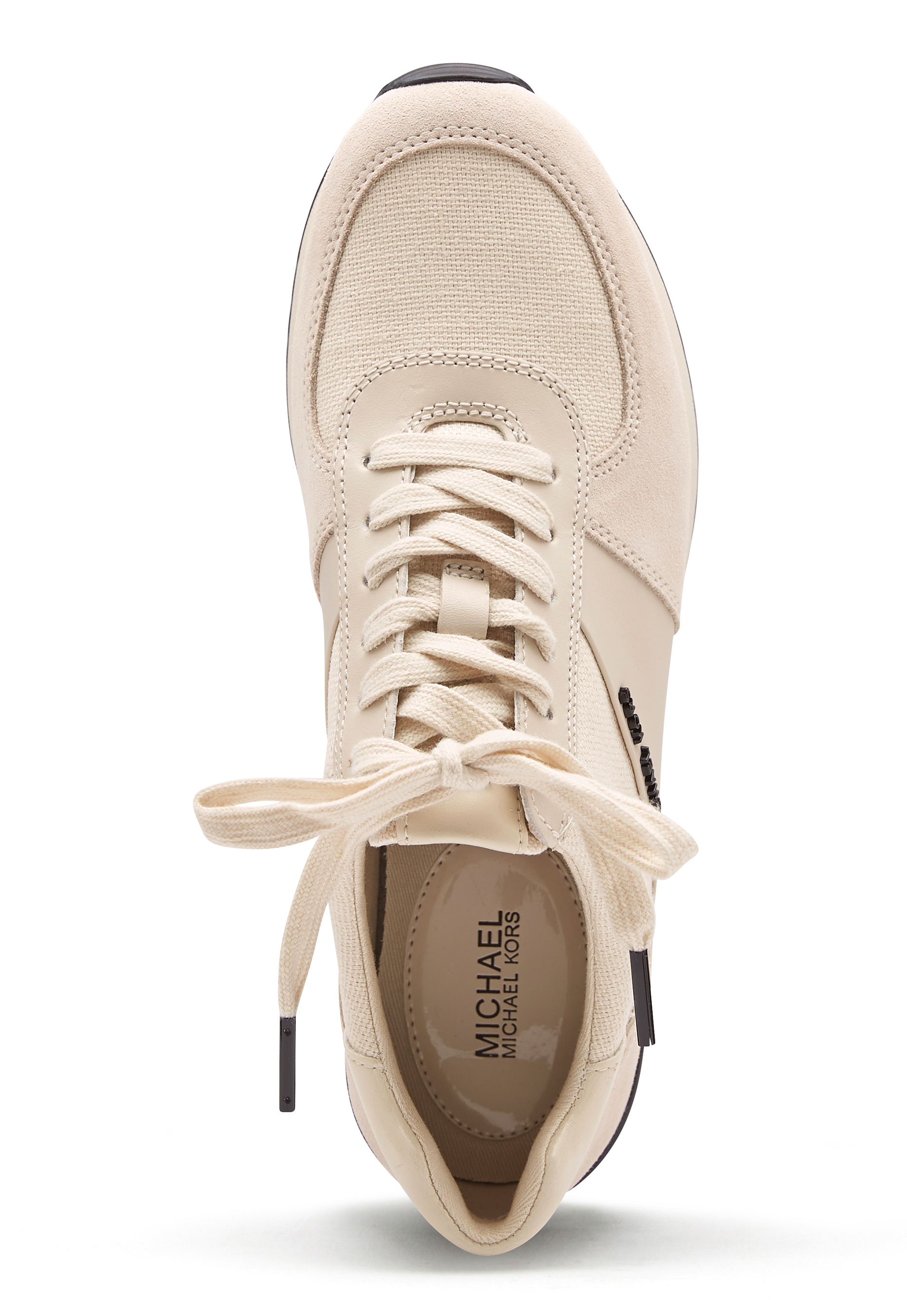 allie embellished leather and canvas trainer