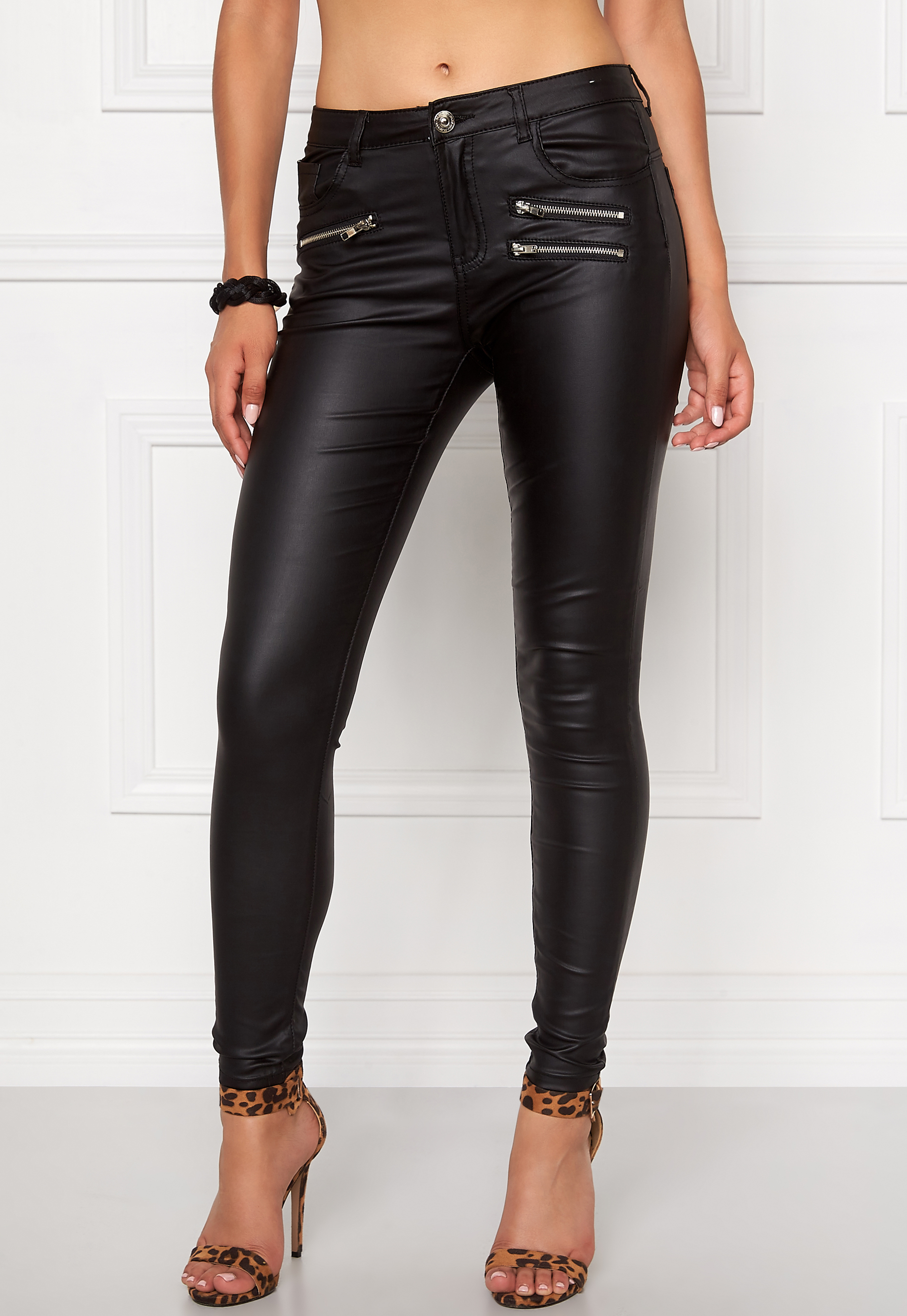 Mixed from Italy Coated Skinny Jeans Black - Bubbleroom