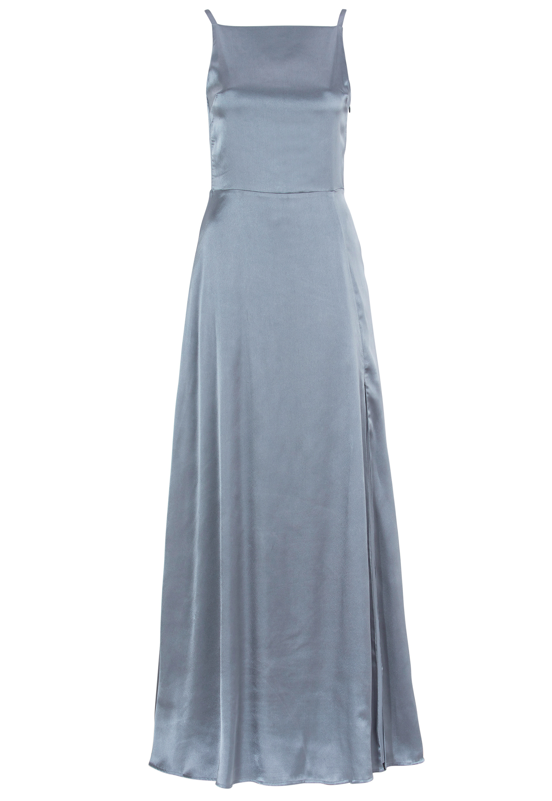 dusty blue satin dress