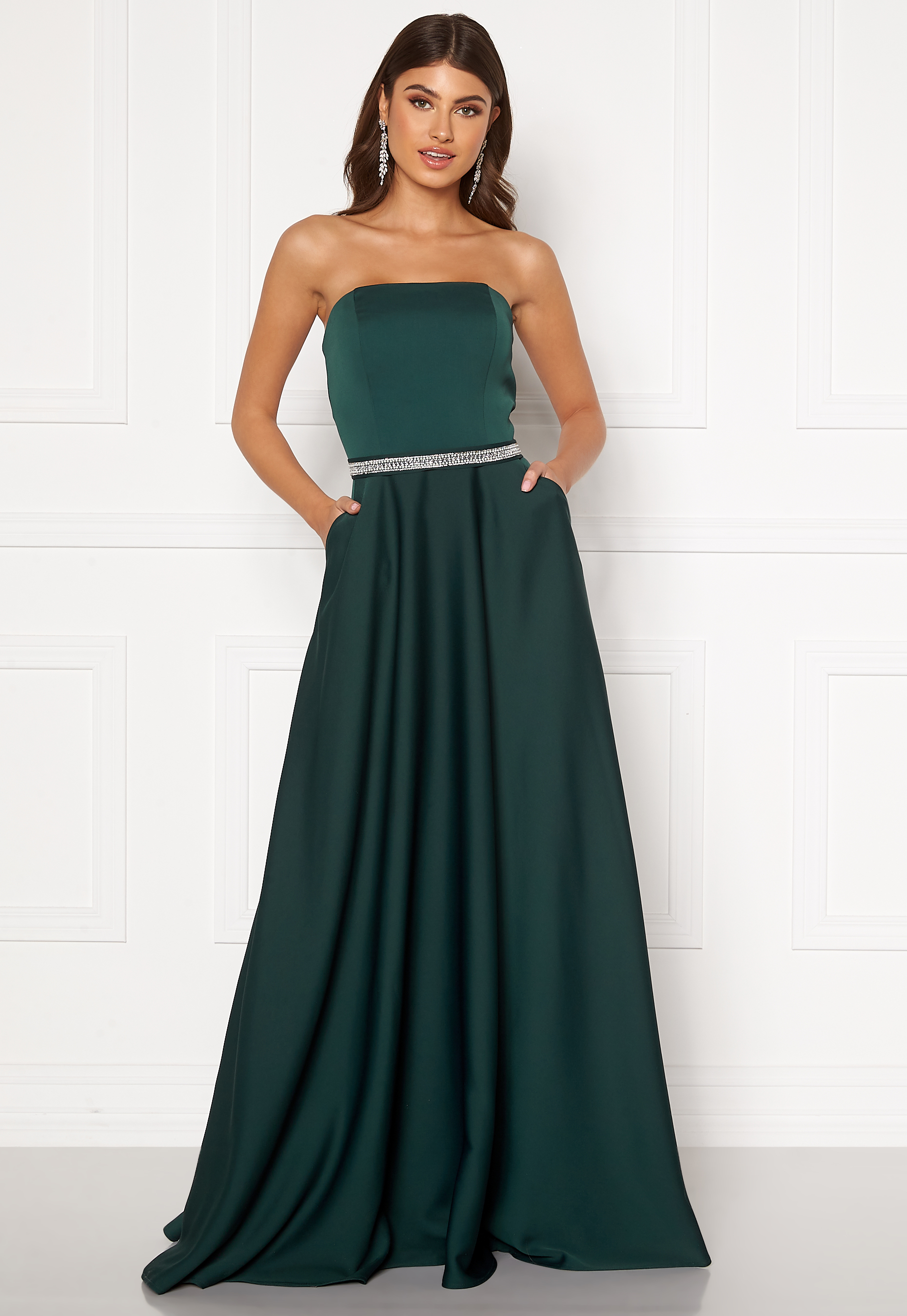 emerald satin gown