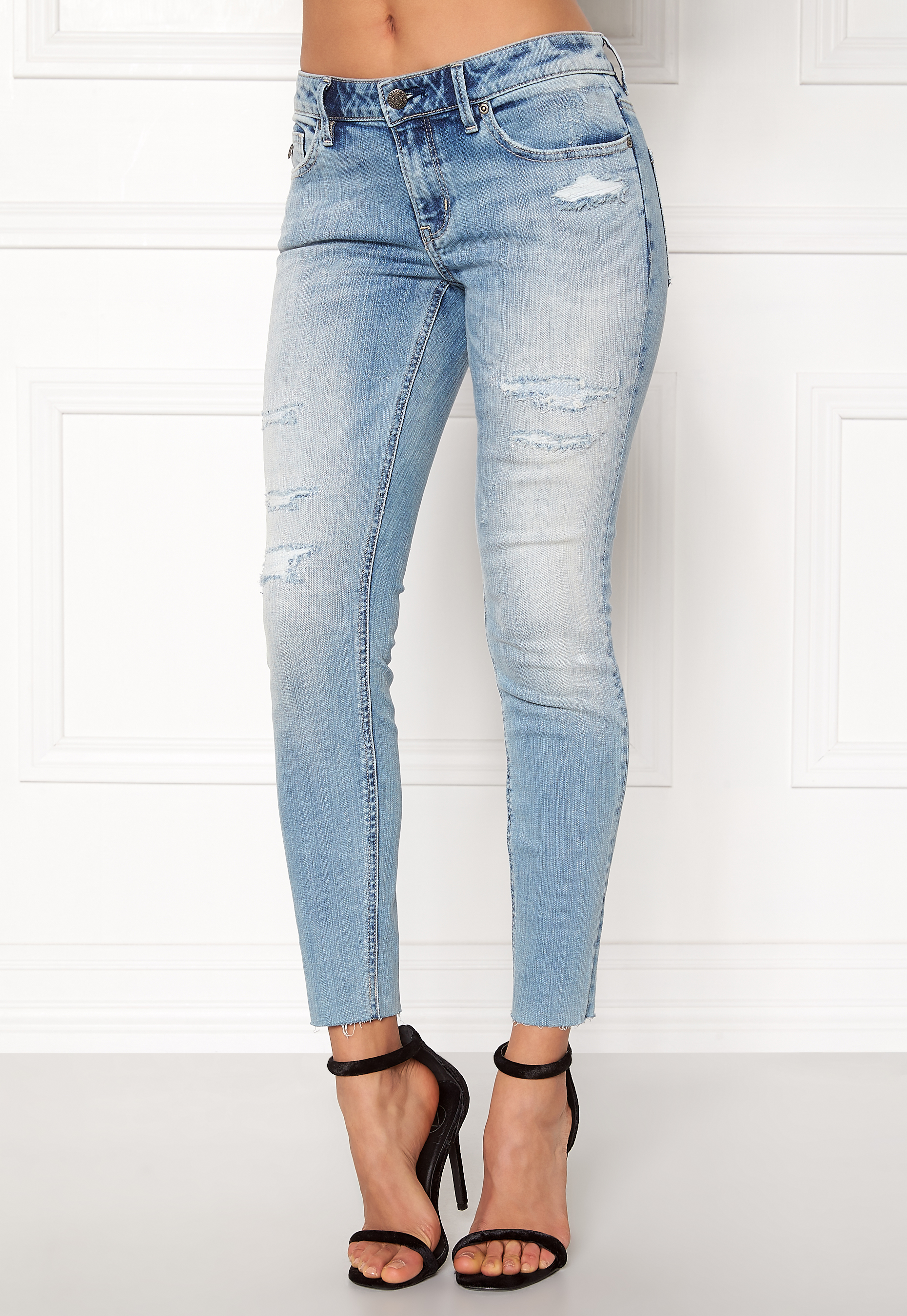 Odd Molly Stretch It Cropped Jeans Mid Blue - Bubbleroom