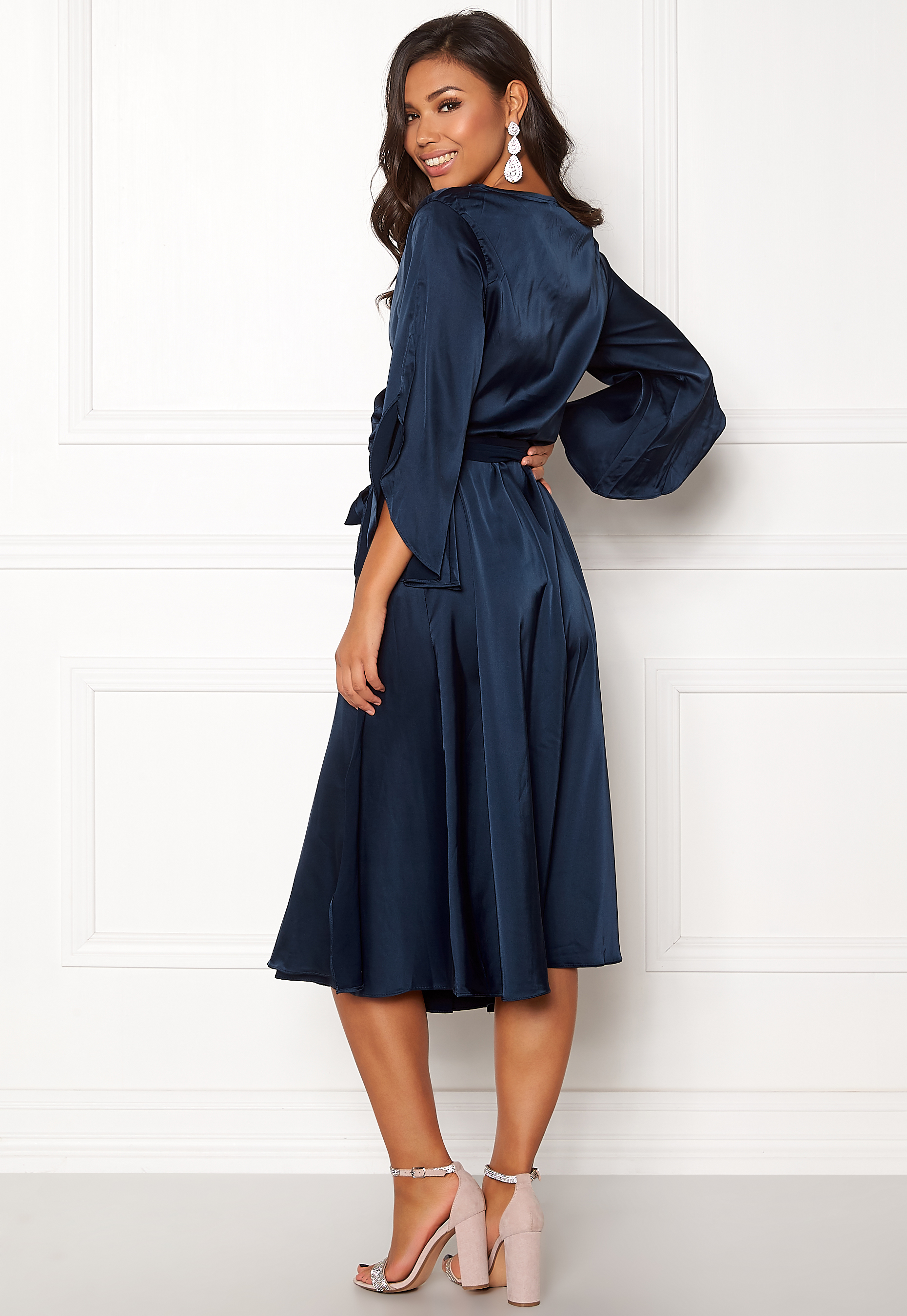 midnight blue wrap dress