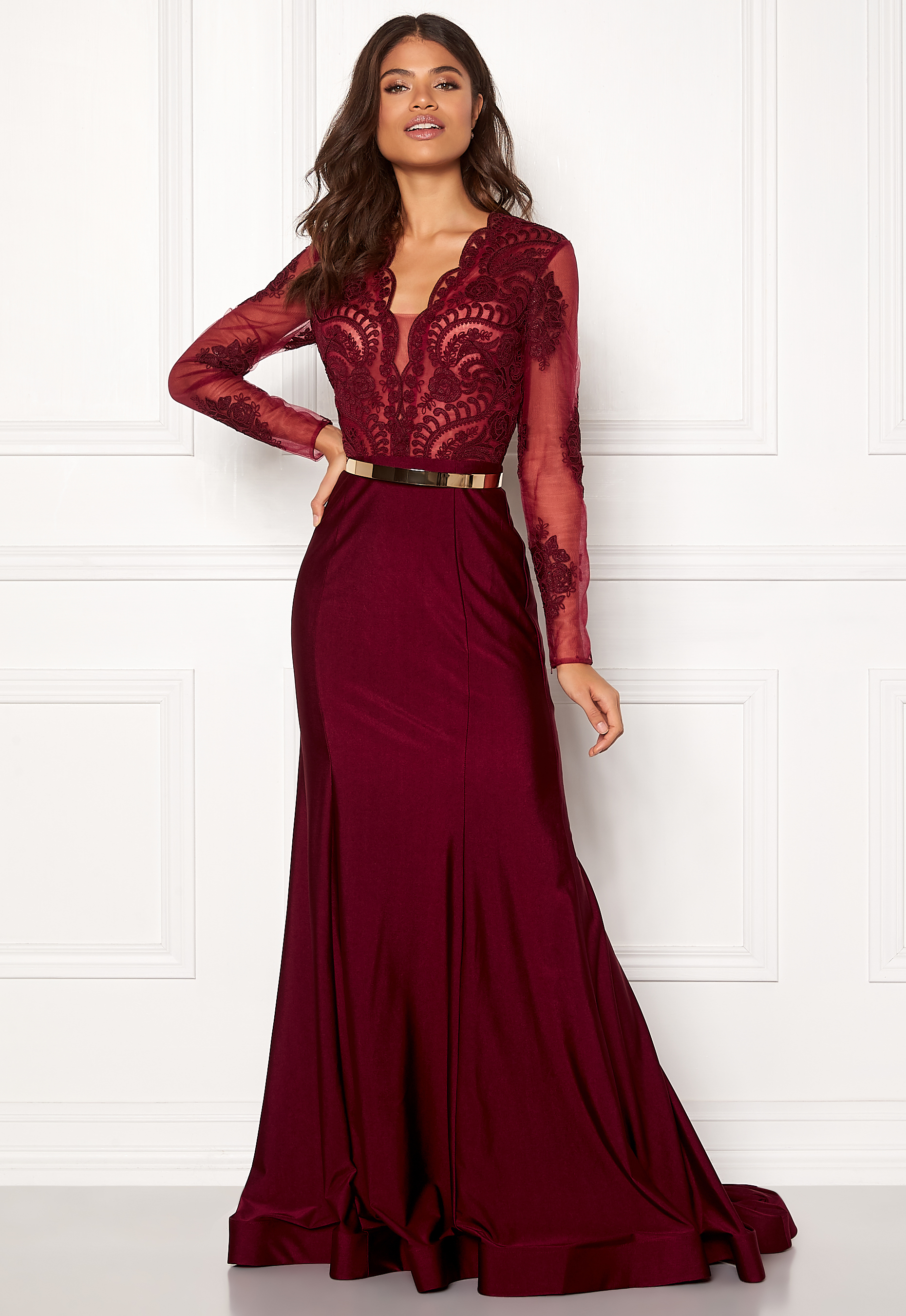 fishtail burgundy dress