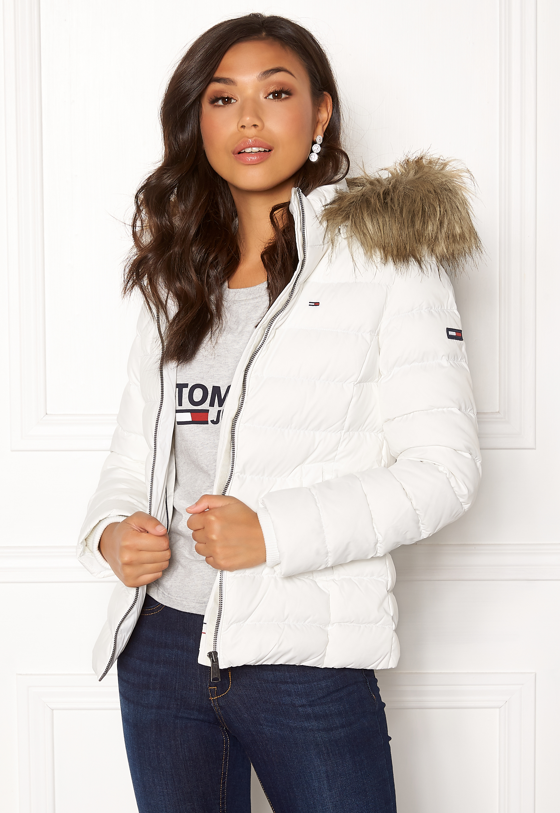 tommy jeans essential down jacket white